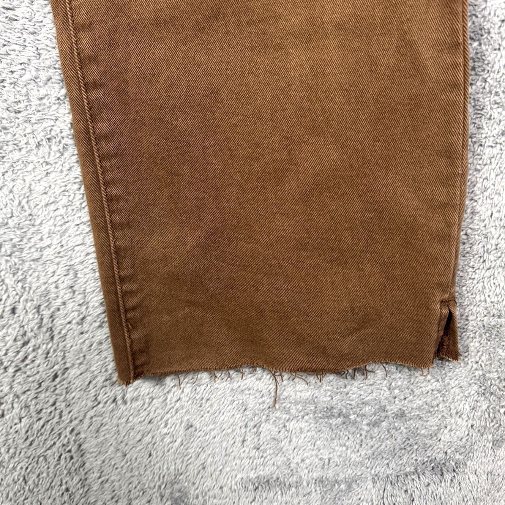 Vintage Risen Womens 2XL Wide Leg High Rise Tummy Control Raw Hem Denim Brown - New with Back Tag Size 40" / US 18 - 4 Thumbnail