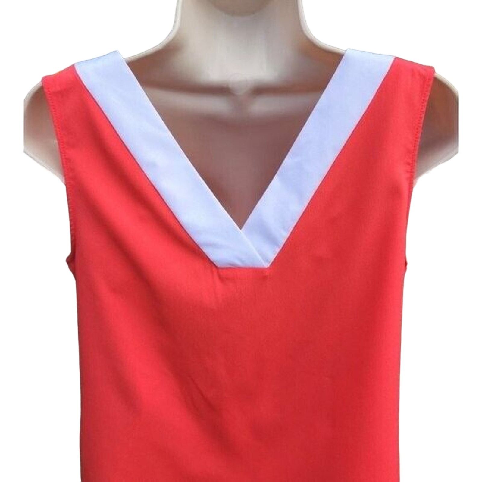 Banana Republic Banana Republic Women's Tank Small Coral White V-Neck Size S / US 4 / IT 40 - 2 Thumbnail