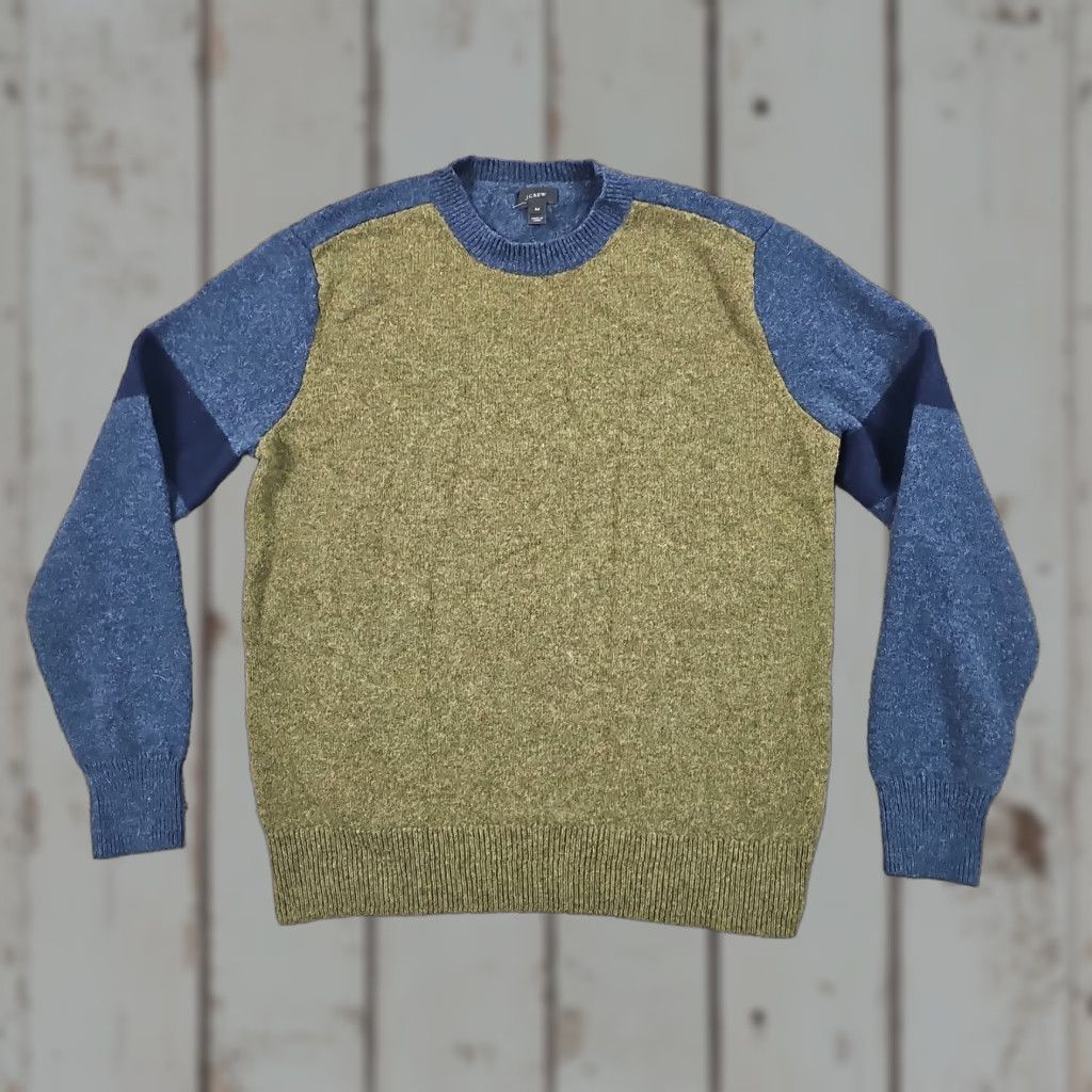 J.Crew J.CREW Sweater Mens M Green Blue Crew Neck 100% Wool Casual Regular Knit Pullover Size US M / EU 48-50 / 2 - 1 Thumbnail