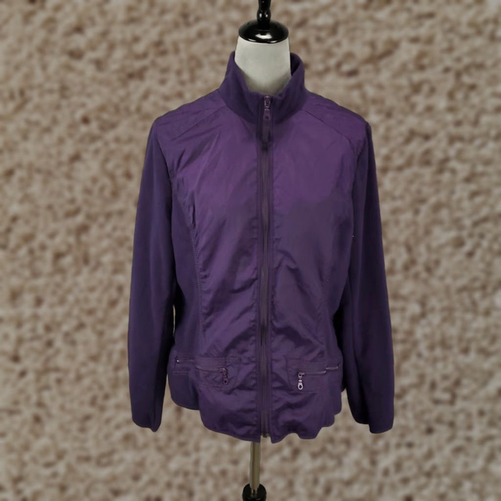 Coldwater Creek Coldwater Creek Jacket Womens XL Full Zip Fleece Knit Nylon Purple Long Sleeve Basic Jacket Regular Size: XL Size XL / US 12-14 / IT 48-50 - 1 Thumbnail