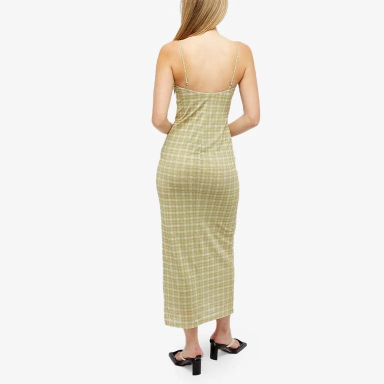 Miaou o1mle0425 Plaid Thais Midi Dress in Lemon Size XL / US 12-14 / IT 48-50 - 4 Thumbnail