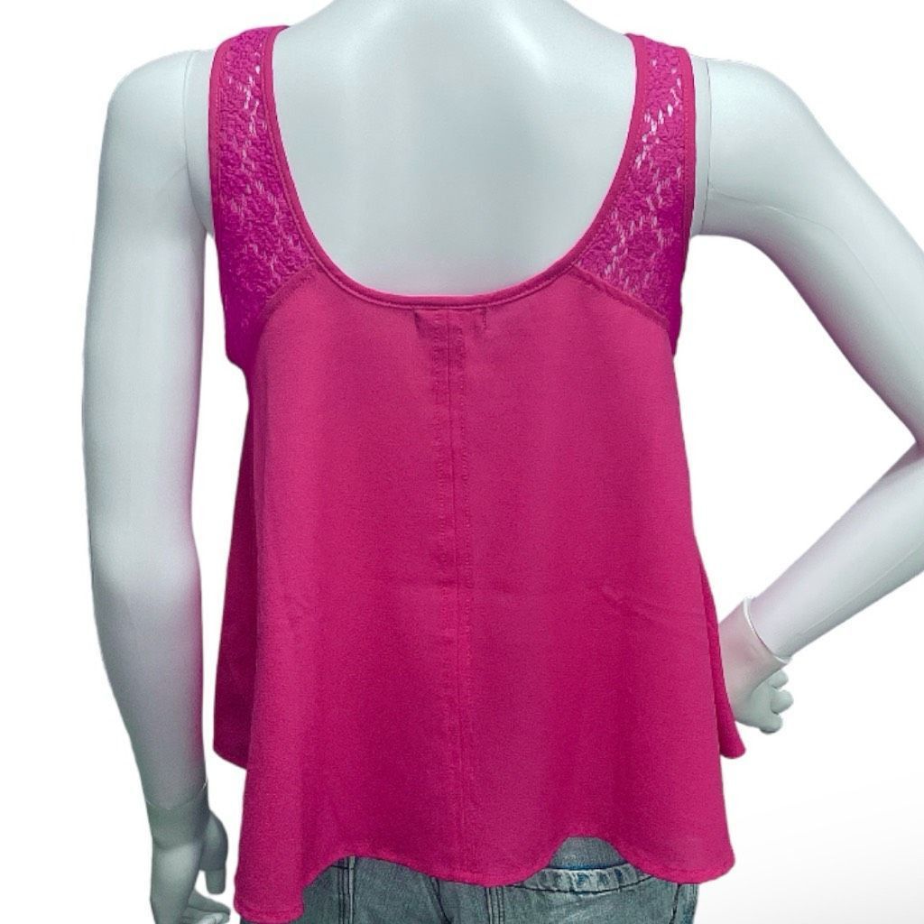Other Eyeshadow Fuschia Pink Crop Swing Tank Polyester Crochet Sz Size M / US 6-8 / IT 42-44 - 4 Thumbnail