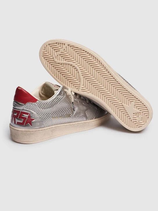 o1lsvrm0425 Star Forated Bio Based Sneakers in Silver/Red