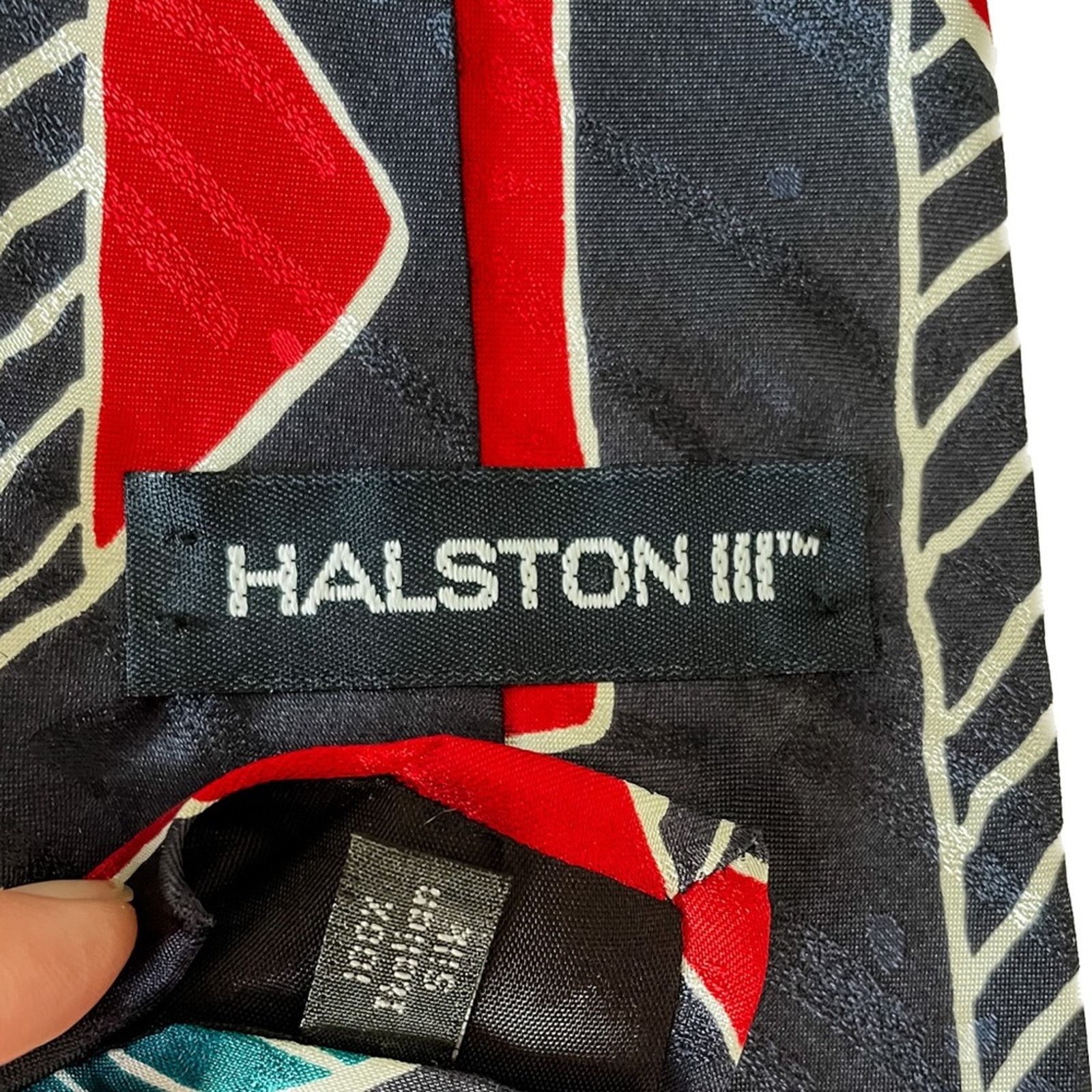 Halston III Vintage 80s Halston IIII retro abstract 100% silk tie Size ONE SIZE - 4 Thumbnail