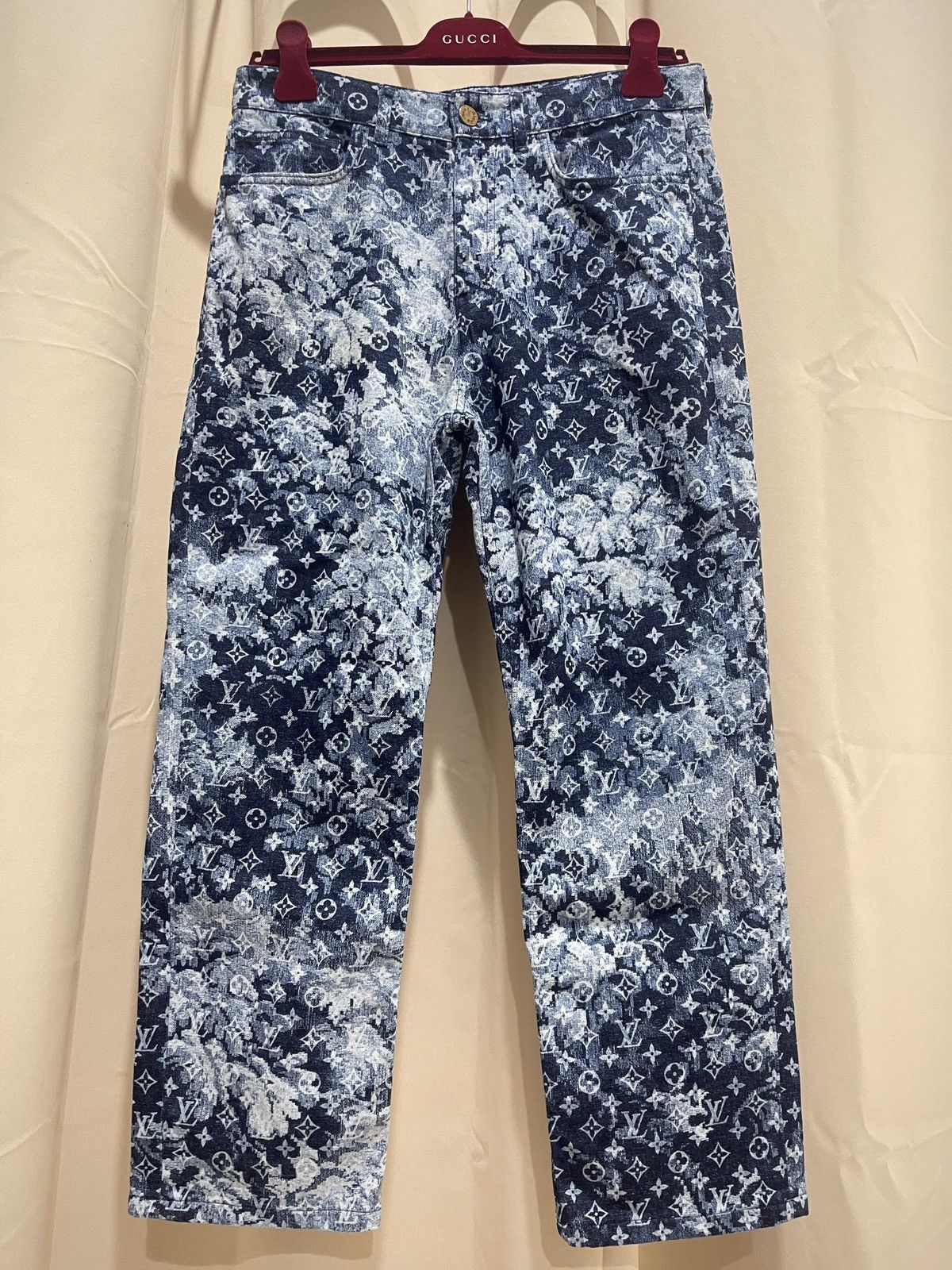 Louis Vuitton Louis Vuitton Hawaiian Tapestry Blue Monogram Denim Jeans ...