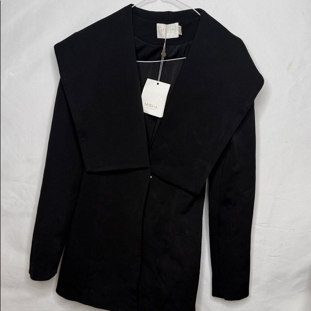 The Unbranded Brand NWT Misha black lapel blazer jacket one snap closure sz 4 Size S / US 4 / IT 40 - 1 Thumbnail