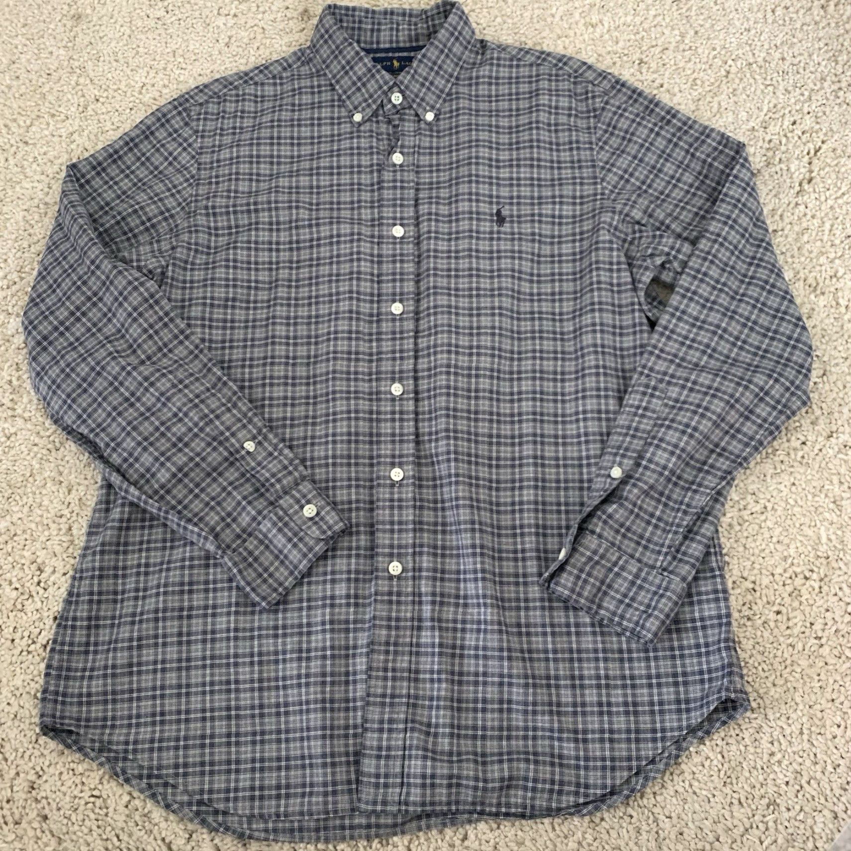 Ralph Lauren Ralph Lauren Shirt Mens Large Gray Plaid Button-Down Woven Light Cotton Embroidered Logo Classic American Mens Shirt Size US L / EU 52-54 / 3 - 3 Thumbnail