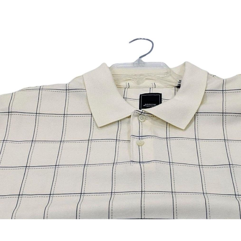 Other Arrow Mens White Checkered Polo Shirt XXL Cotton/Polyester B Size US XXL / EU 58 / 5 - 14 Thumbnail