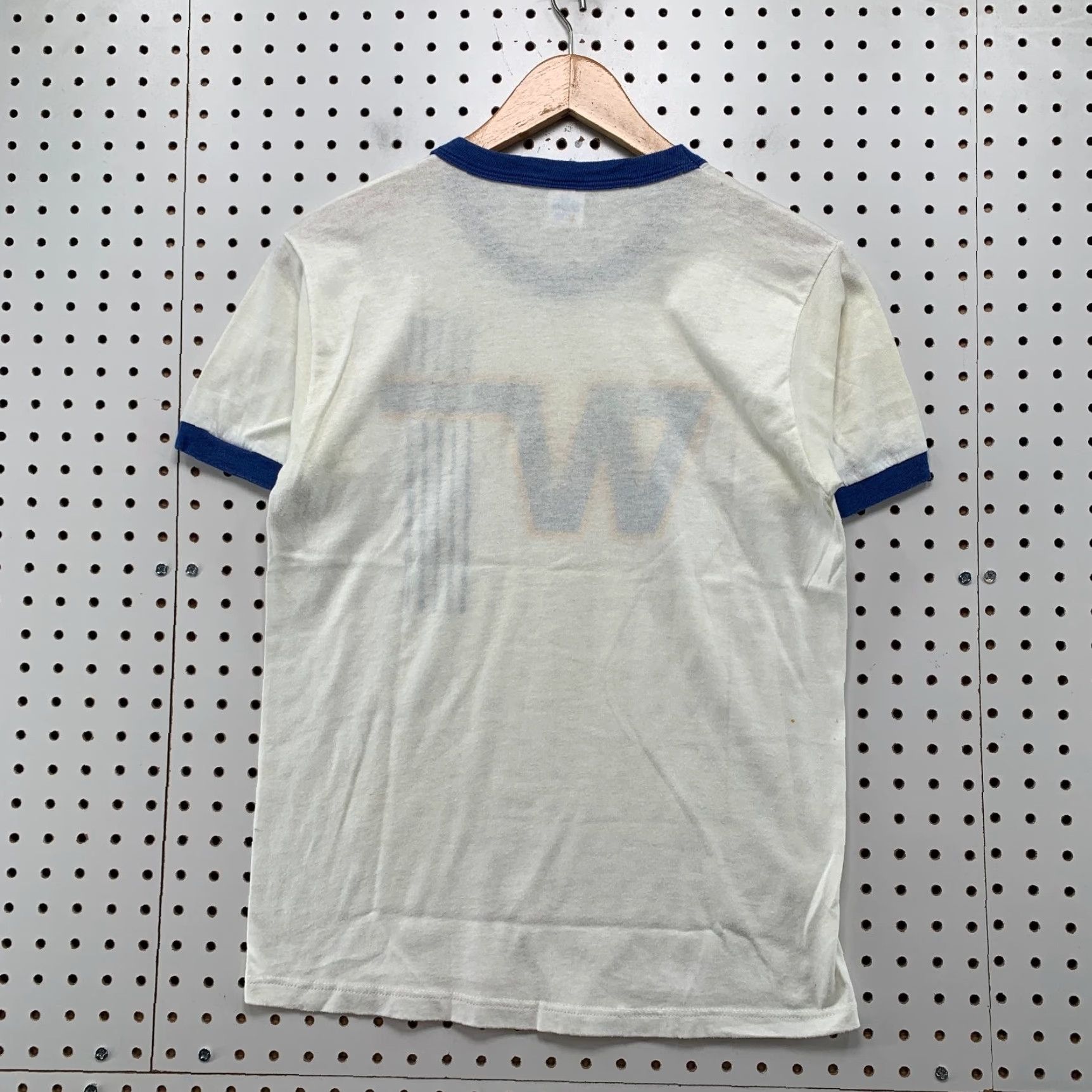 Vintage VINTAGE Russell T Shirt Mens M White Blue Ringer 70s 80s USA Short Sleeve Crew Neck Cotton Graphic Print User: T Shirt Size US M / EU 48-50 / 2 - 2 Thumbnail