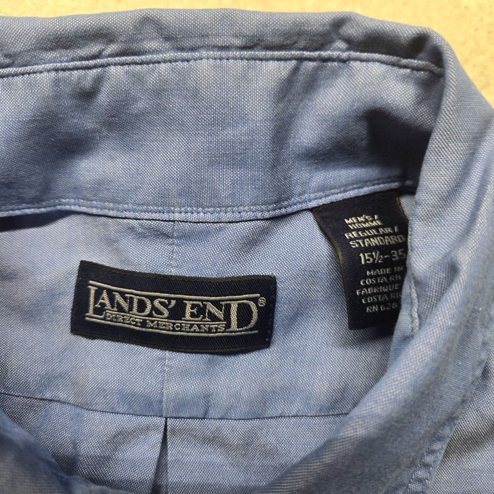Lands' End Lands' End Shirt Dress Blue Solid Button-Up Long Sleeve MenS 15.5 Shirt, Business Formal, Casual, Workwear, 90s? Size 42R - 3 Thumbnail