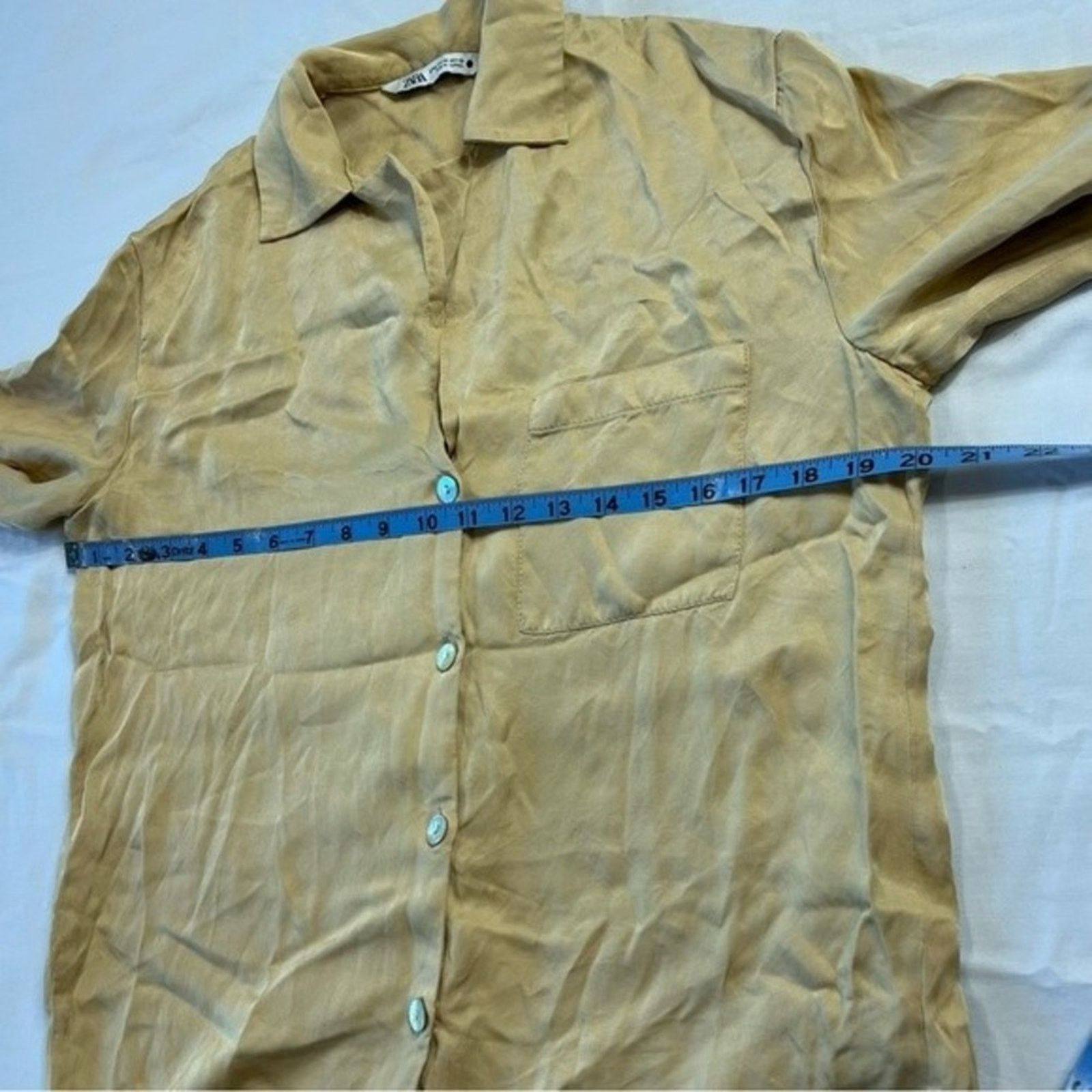 Zara Zara Women's Top Medium Light Tan Blouse Button Front Size M / US 6-8 / IT 42-44 - 3 Thumbnail