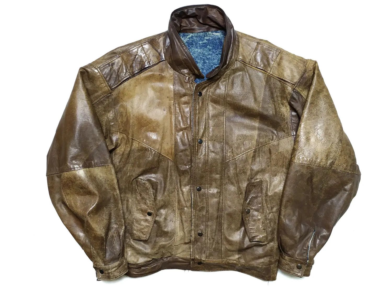 Vintage Vintage Reversible Brown Leather Denim Jacket Size US M / EU 48-50 / 2 - 2 Thumbnail