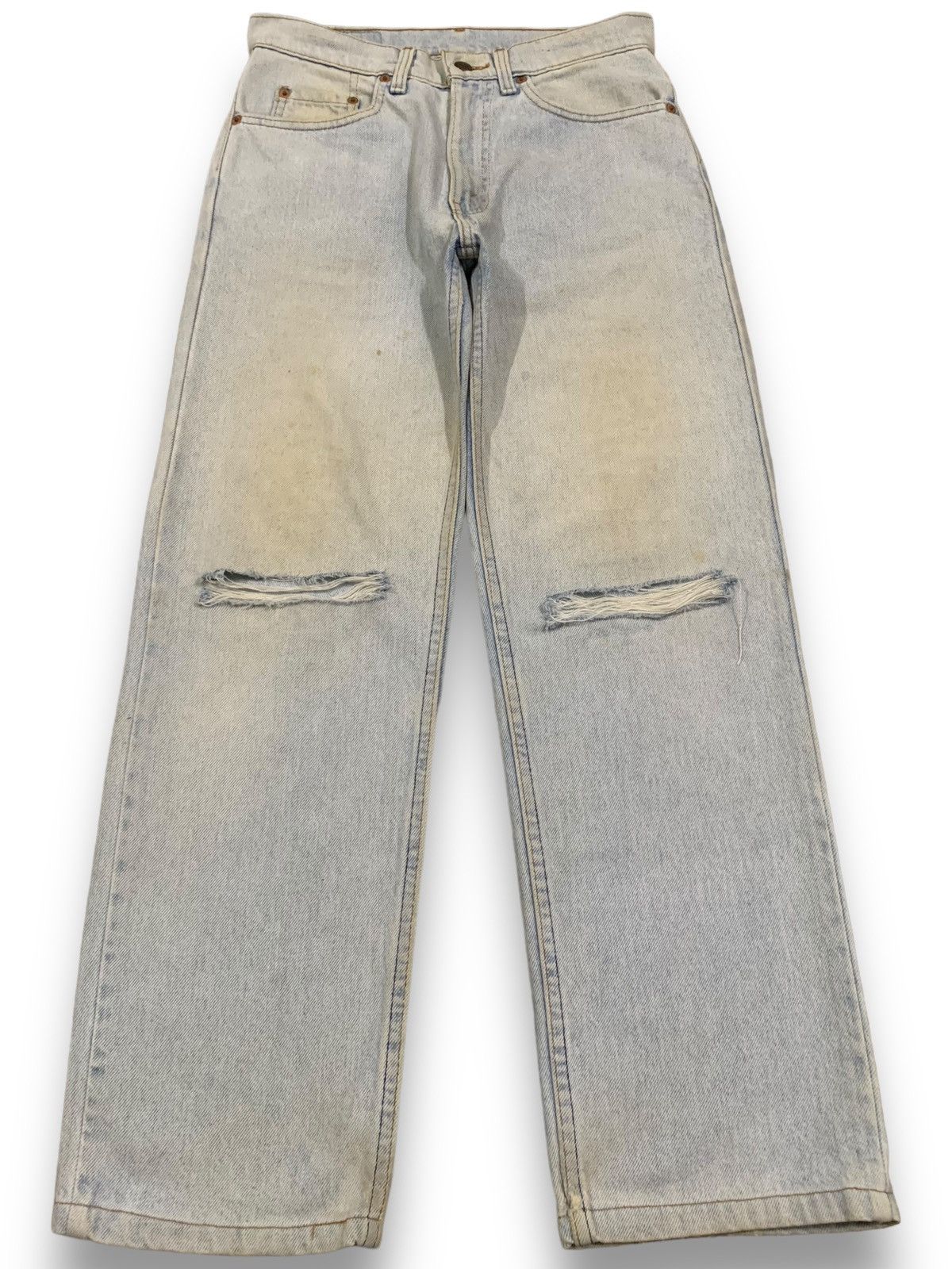 image of 1990X Clothing x Levis Vintage 90's Levis 510 Rusty Bluewash Distressed Grunge Jeans, Men's (Size 3