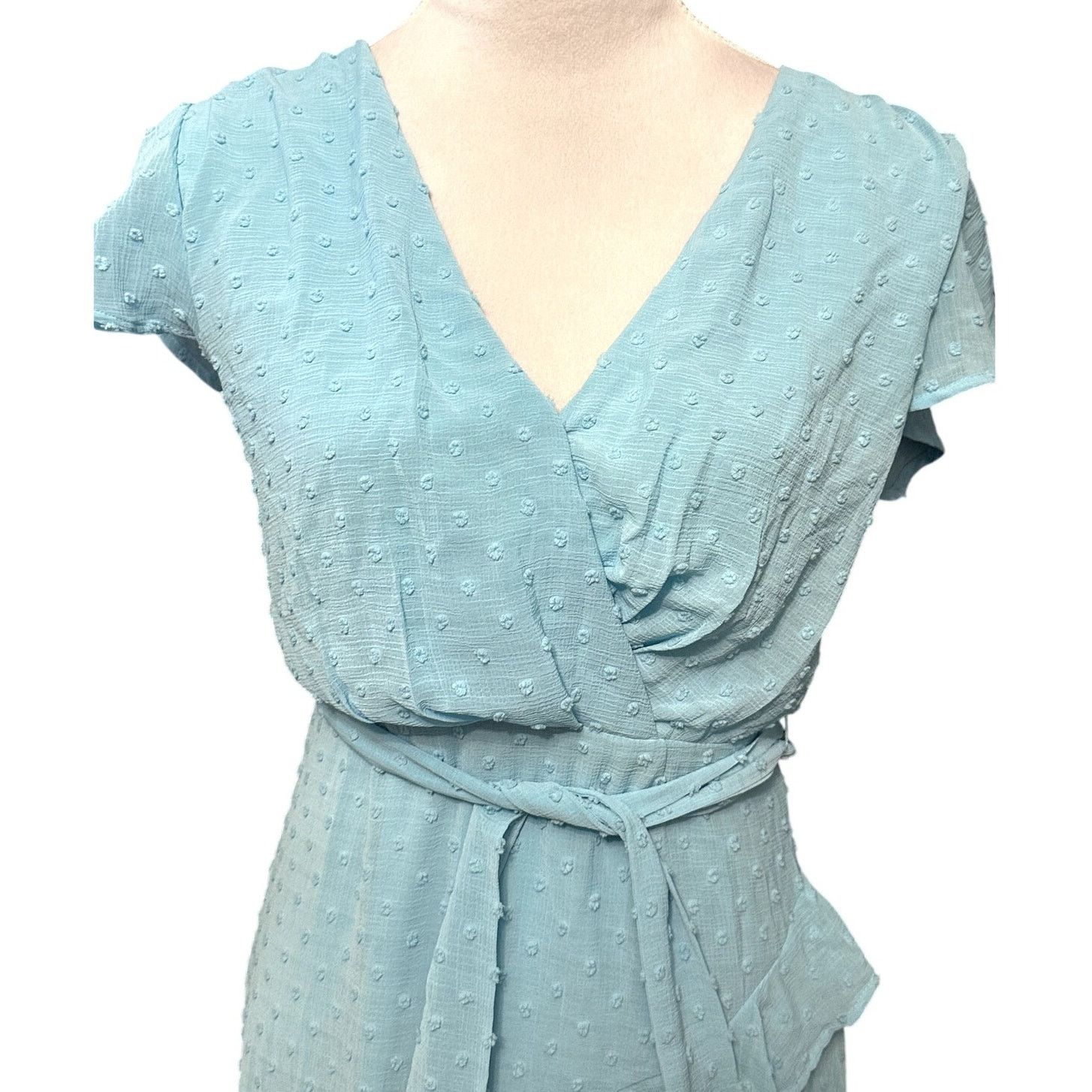 Other Chelsea 28 Faux Wrap Mini Dress Flutter Sleeves Blue S NWOT Size S / US 4 / IT 40 - 4 Thumbnail