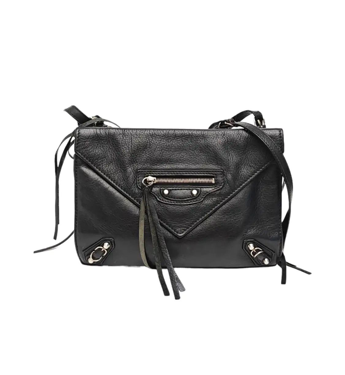 Balenciaga BALENCIAGA Papier black cowhide leather Motorcycle handbag shoulder bag silver h Size ONE SIZE - 1 Thumbnail