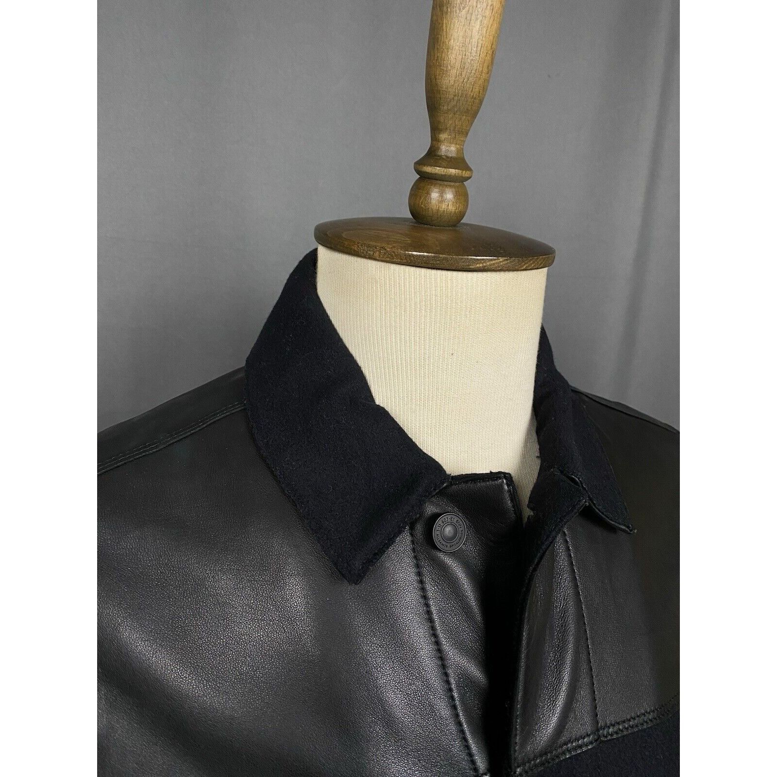 Allsaints MINT! AllSaints Dixon Men's Black Wool Leather Jacket Size M Size US M / EU 48-50 / 2 - 6 Thumbnail