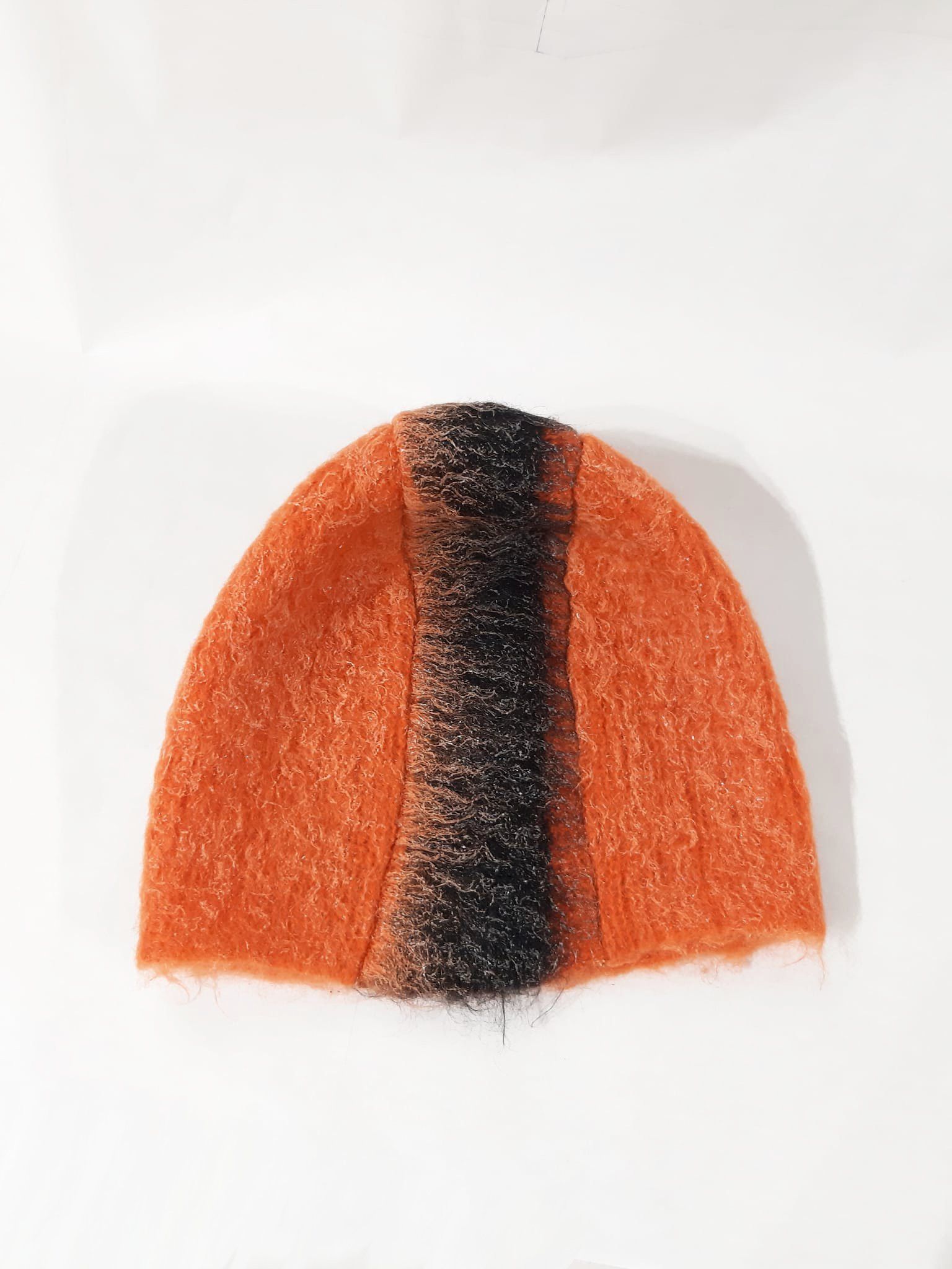 Prada FW 2007 Runway Orange Mohawk Mohair Beanie Hat Size ONE SIZE - 2 Thumbnail