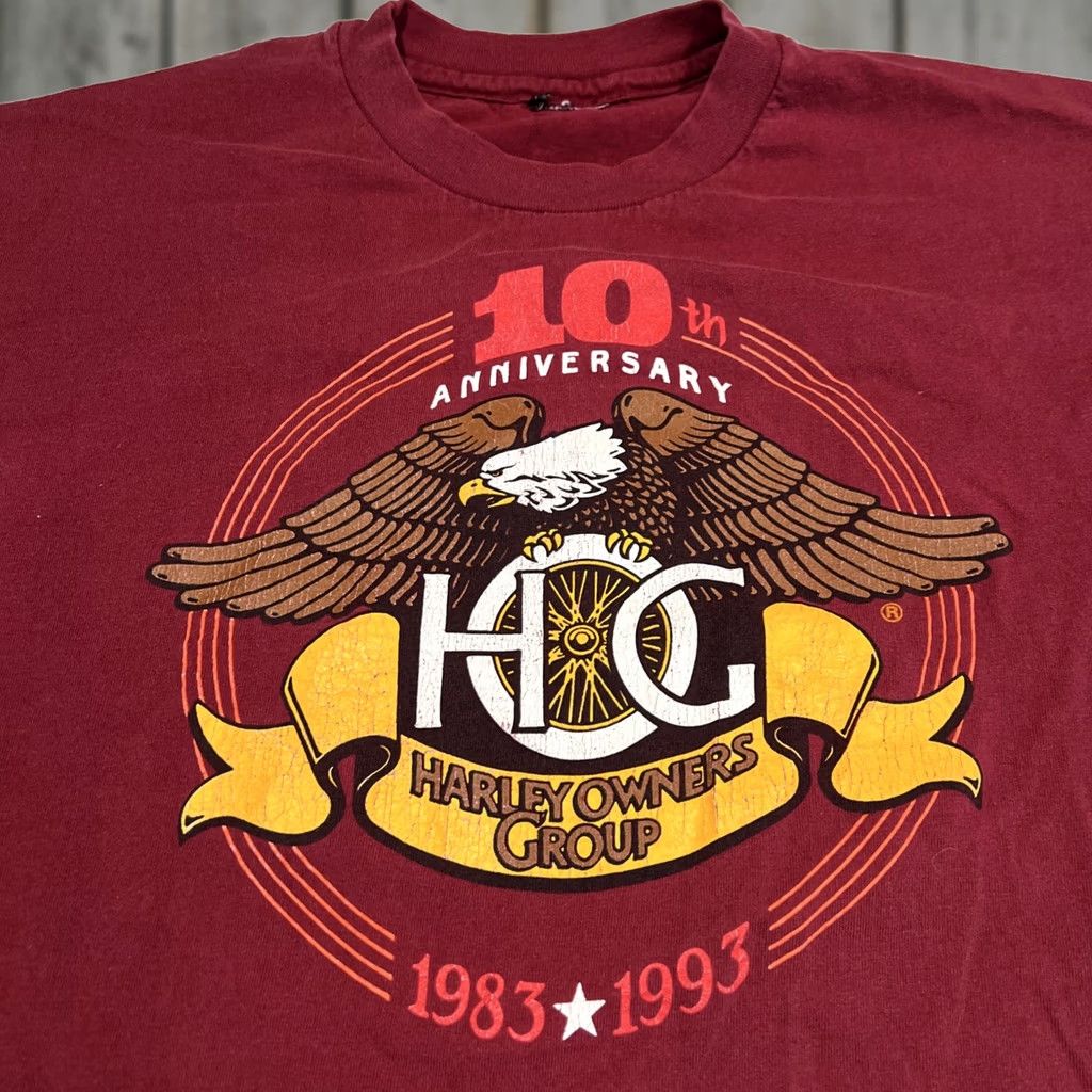 Harley Davidson VINTAGE Harley-Davidson Owners Group XL T-Shirt Men Red 90s Biker Motorcycle Vintage 1990s California Single Stitch Size US XL / EU 56 / 4 - 1 Thumbnail