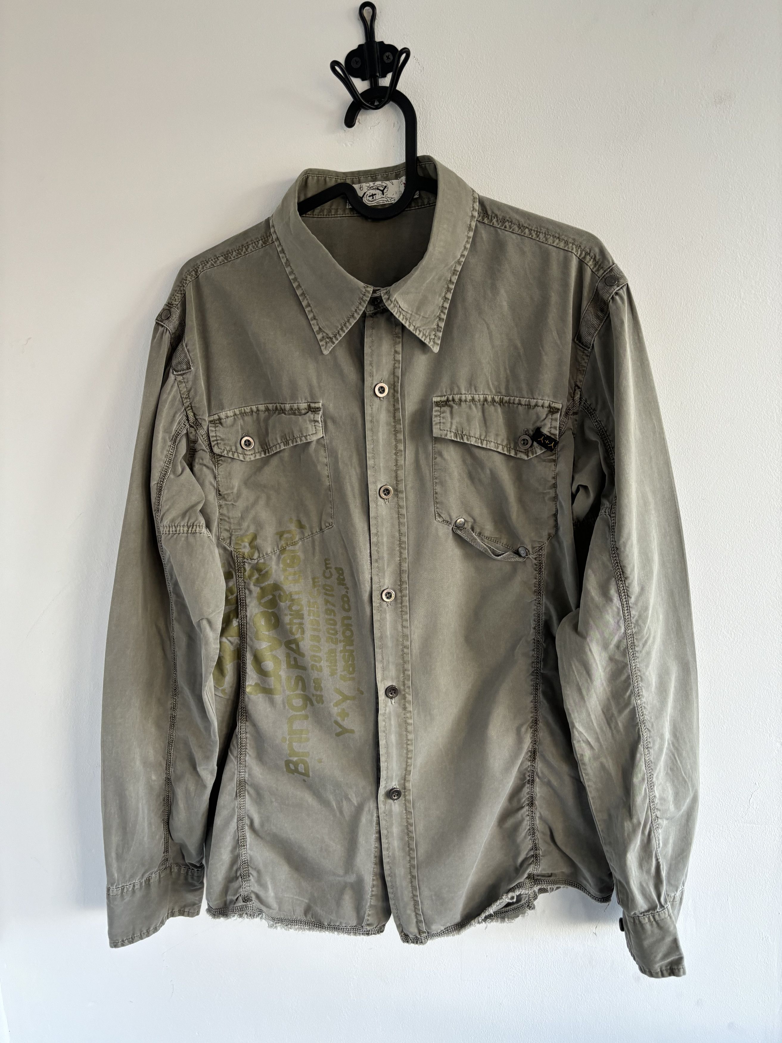 Japanese Brand Vintage Y2K Japanese Y+Y Military Cargo Khaki Shirt Size US S / EU 44-46 / 1 - 1 Thumbnail