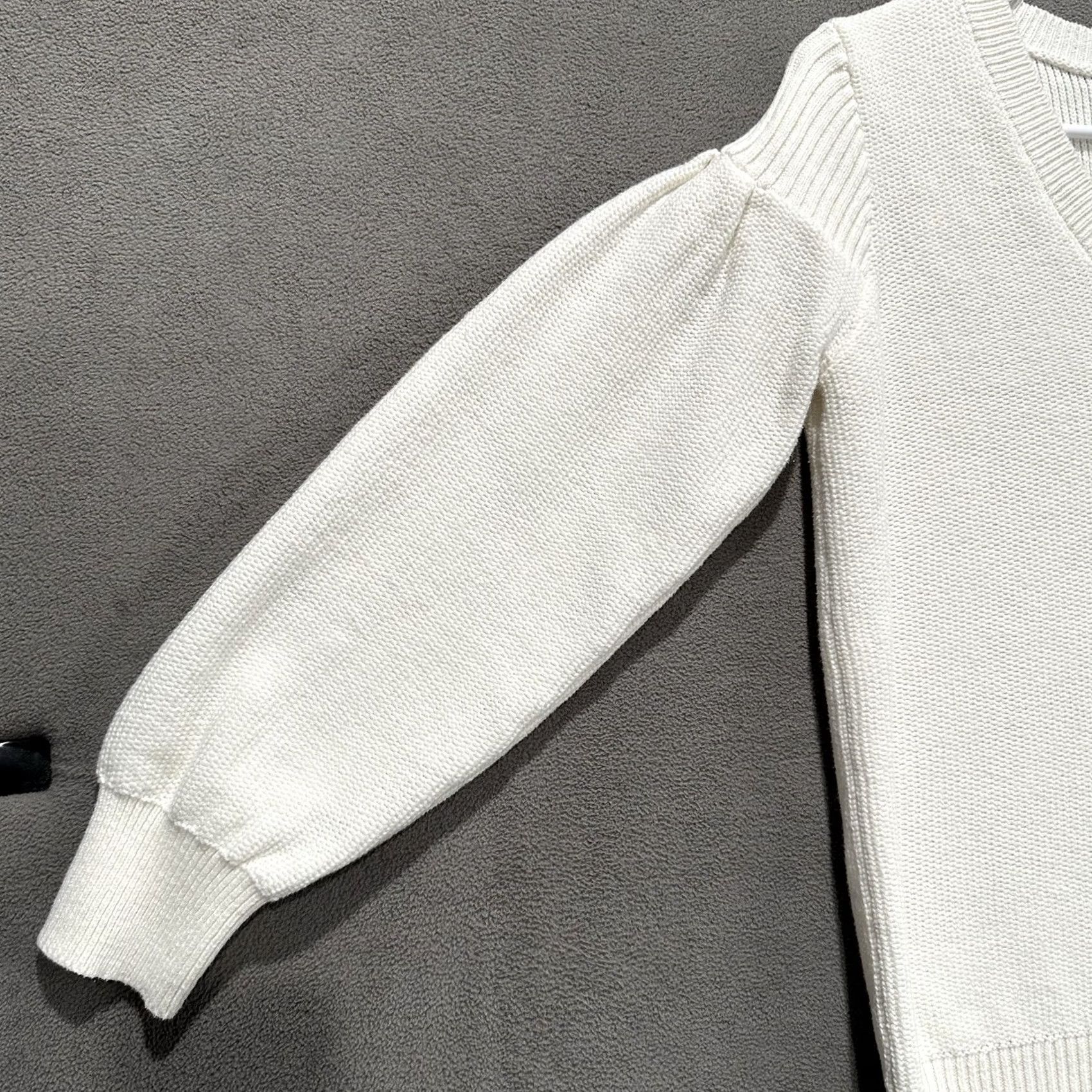 Loft LOFT Sweater Womens Medium Ivory Long Sleeve Ribbed V-Neck Cotton Blend GUC Size M / US 6-8 / IT 42-44 - 7 Thumbnail