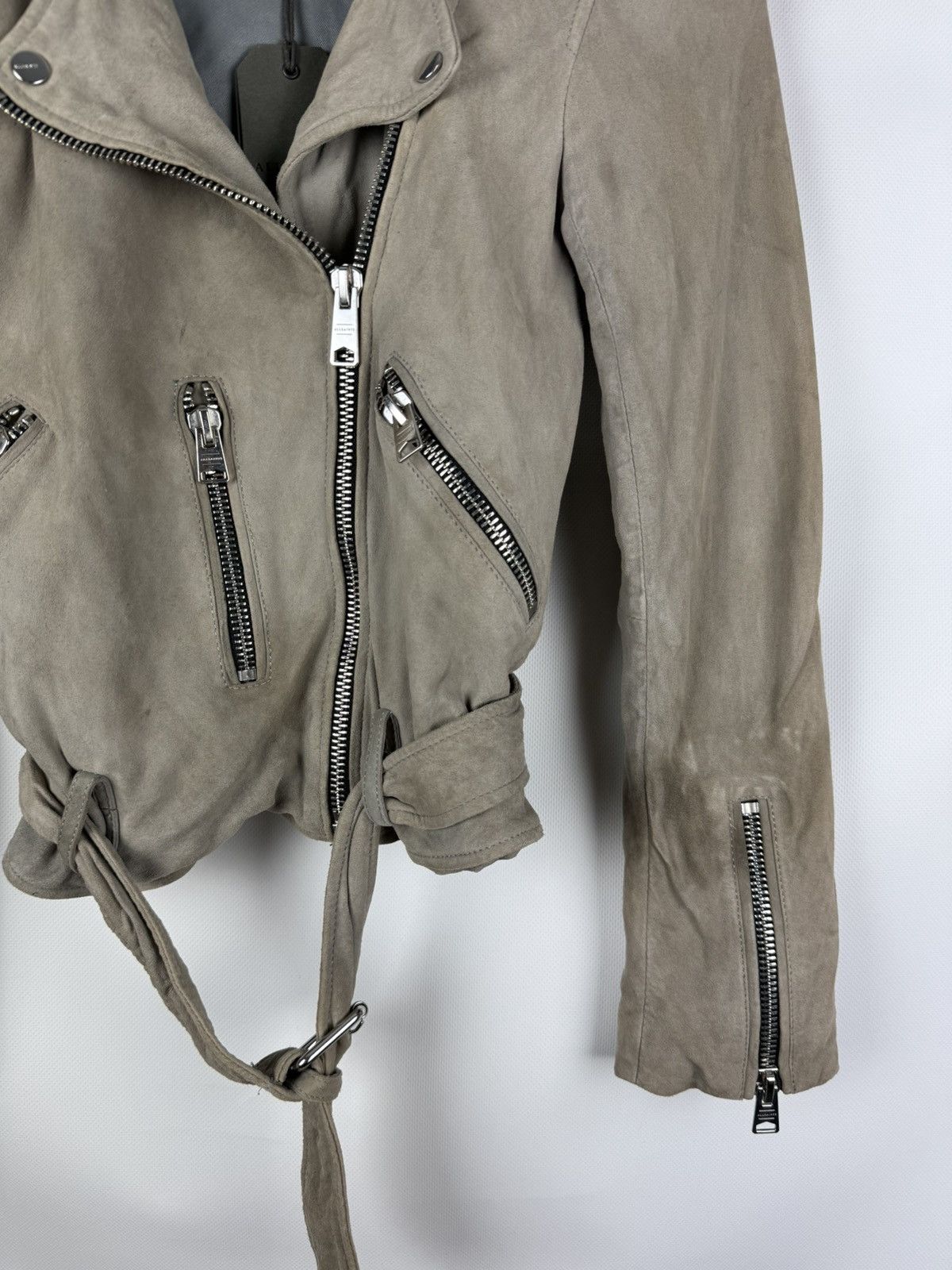 Allsaints Allsaints Suede Balfern Biker Ladies Belted Jacket Size XS / US 0-2 / IT 36-38 - 4 Thumbnail
