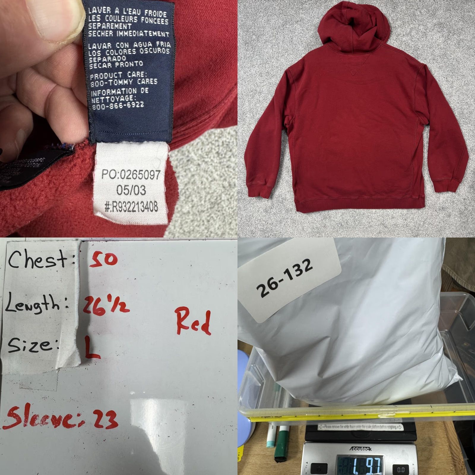 Vintage VINTAGE Hilfiger Denim Tommy Jeans Hoodie Mens L Red Fleece Embroidered Logo Tommy Jeans Graphic Print Pullover with Hood Pockets 2000s Y2K Era Size US L / EU 52-54 / 3 - 9 Thumbnail