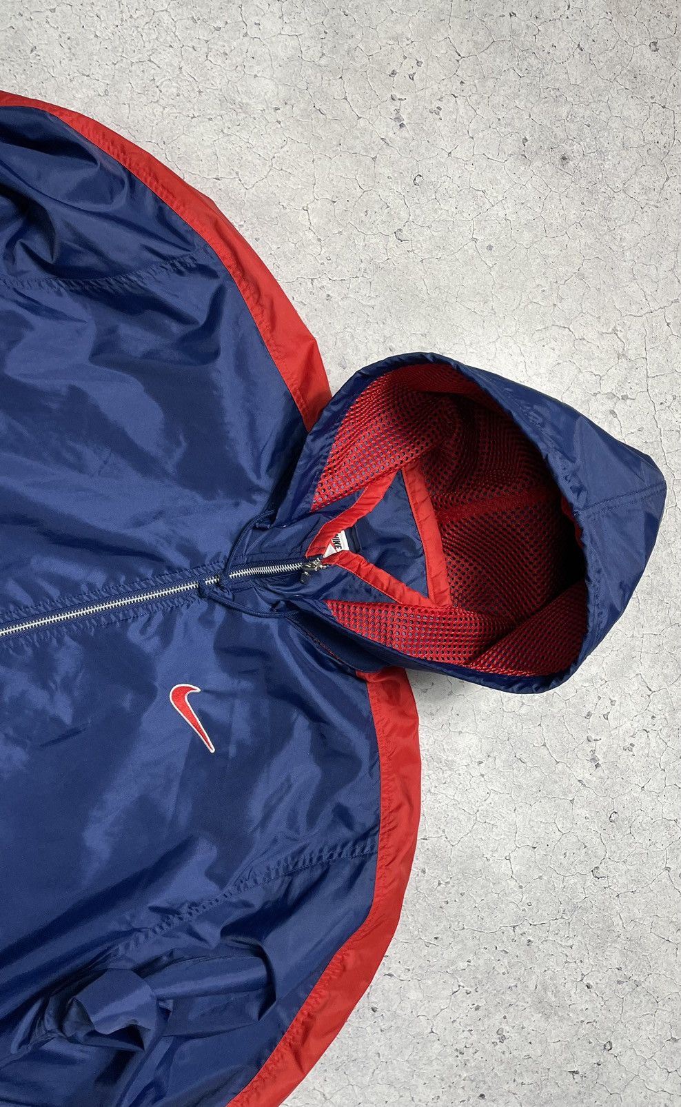Nike × Vintage Vintage 90's Nike Big Swoosh Logo Drill Y2K Nylon Jacket Size US XL / EU 56 / 4 - 5 Thumbnail
