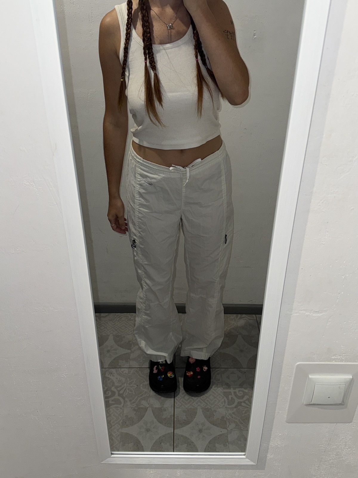 Nike VINTAGE NIKE MINI SWOOSH 2000s NYLON PANTS Size 27" / US 4 / IT 40 - 1 Thumbnail
