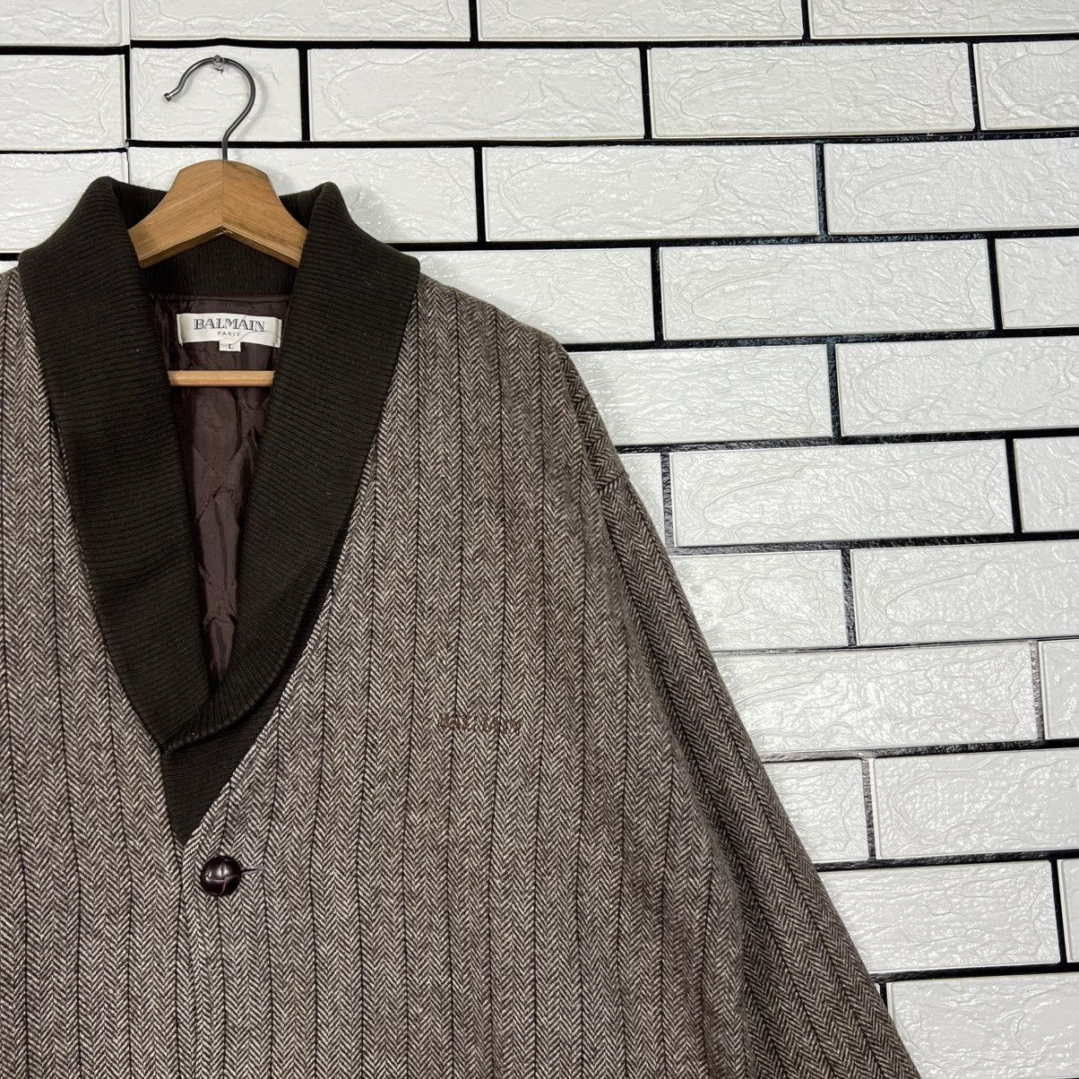 Balmain Vintage BALMAIN Herringbone Pattern Casual Jacket #4057-C184 Size US L / EU 52-54 / 3 - 4 Thumbnail