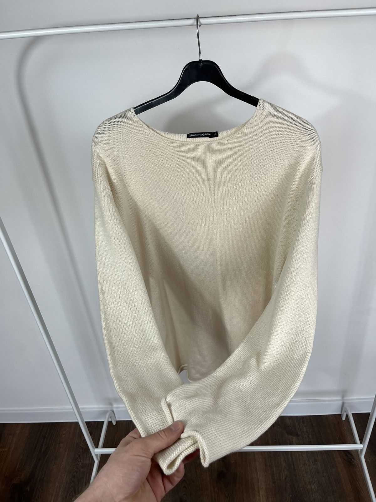 Gudrun Sjoden Gudrun Sjoden Cream Cotton Knit Sweater XL Minimal Nordic Size XL / US 12-14 / IT 48-50 - 6 Thumbnail