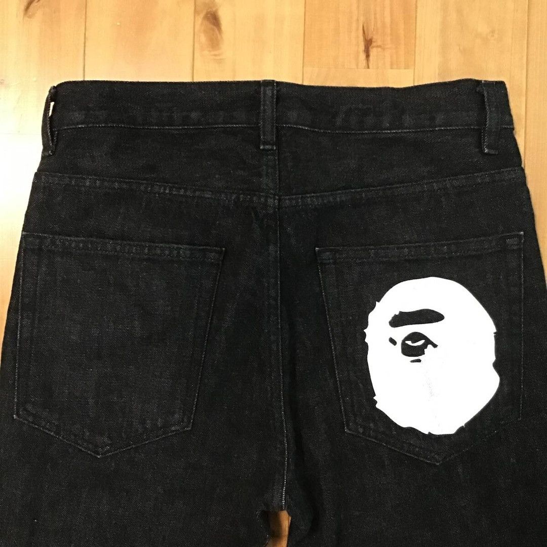 Bape BAPE APE HEAD Logo Slim Fit Black Denim Pants ★size S Size US 30 / EU 46 - 3 Thumbnail