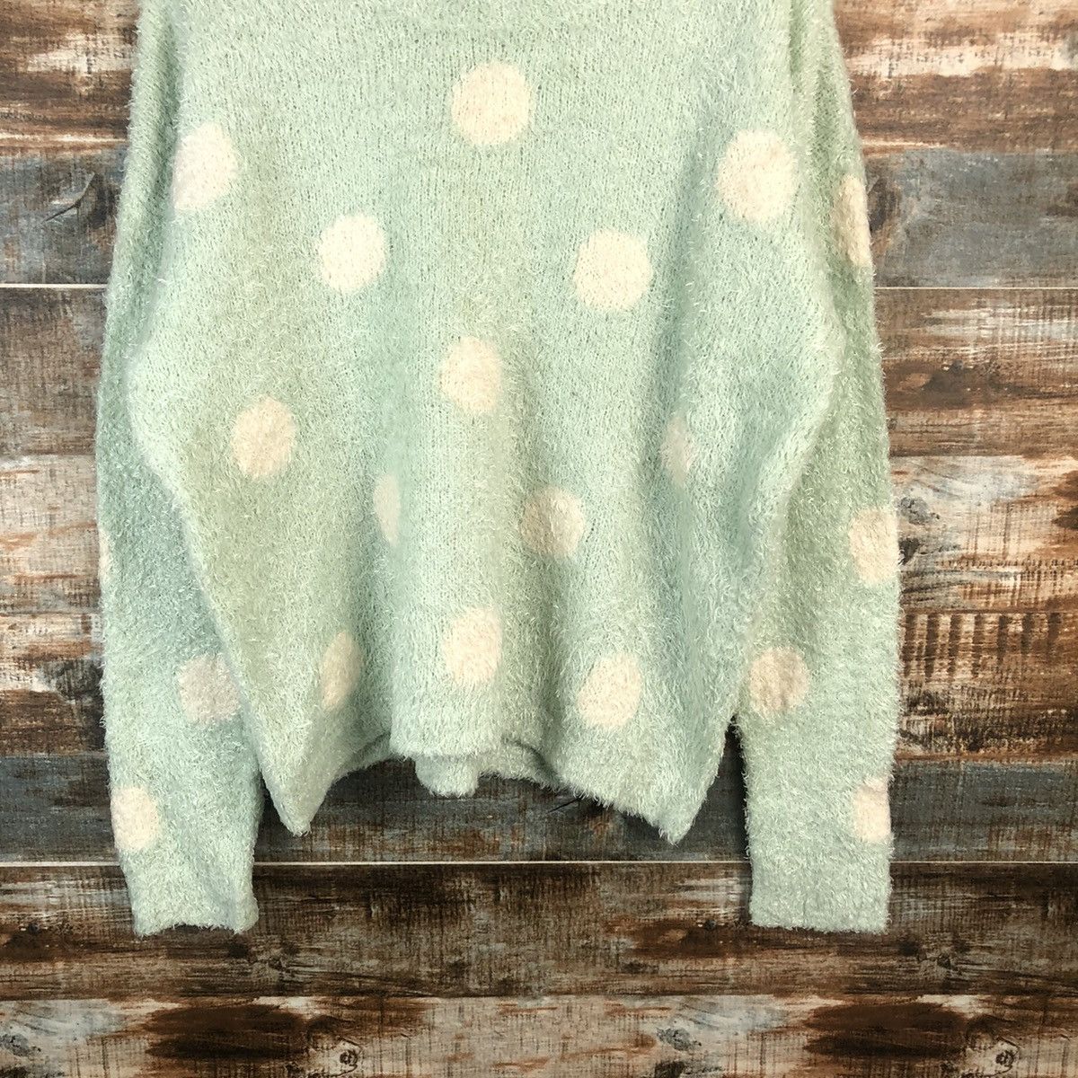 Japanese Brand DL C.O.L.Z.A Green Mohair Fur shaggy Knitwear #C370 Size L / US 10 / IT 46 - 3 Thumbnail