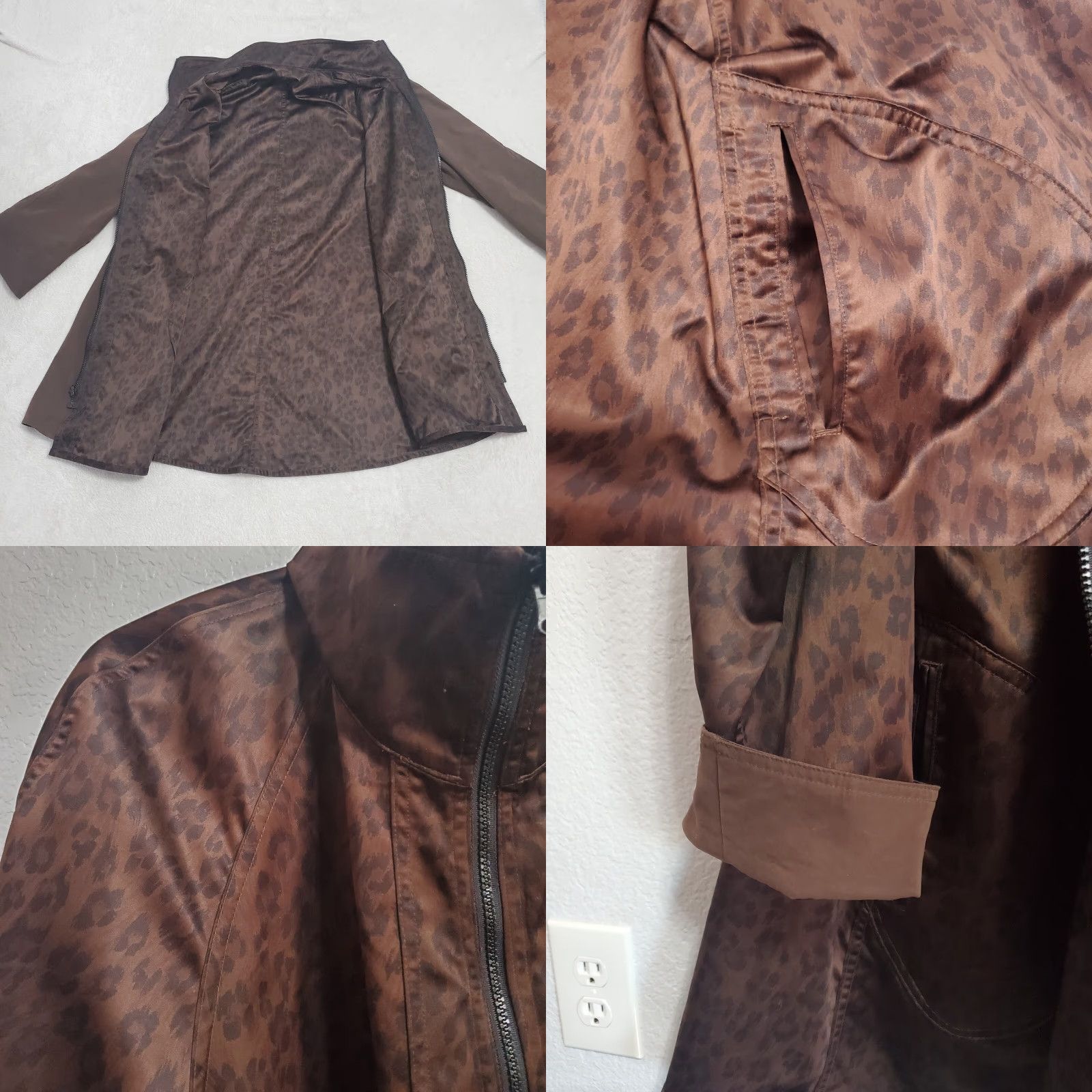 Vintage VINTAGE Sackables Reversible Jacket Women L Brown Animal Print Full Zip Lightweight Bohemian Lagenlook Fall Spring Relaxed Womens Jacket Size L / US 10 / IT 46 - 8 Thumbnail