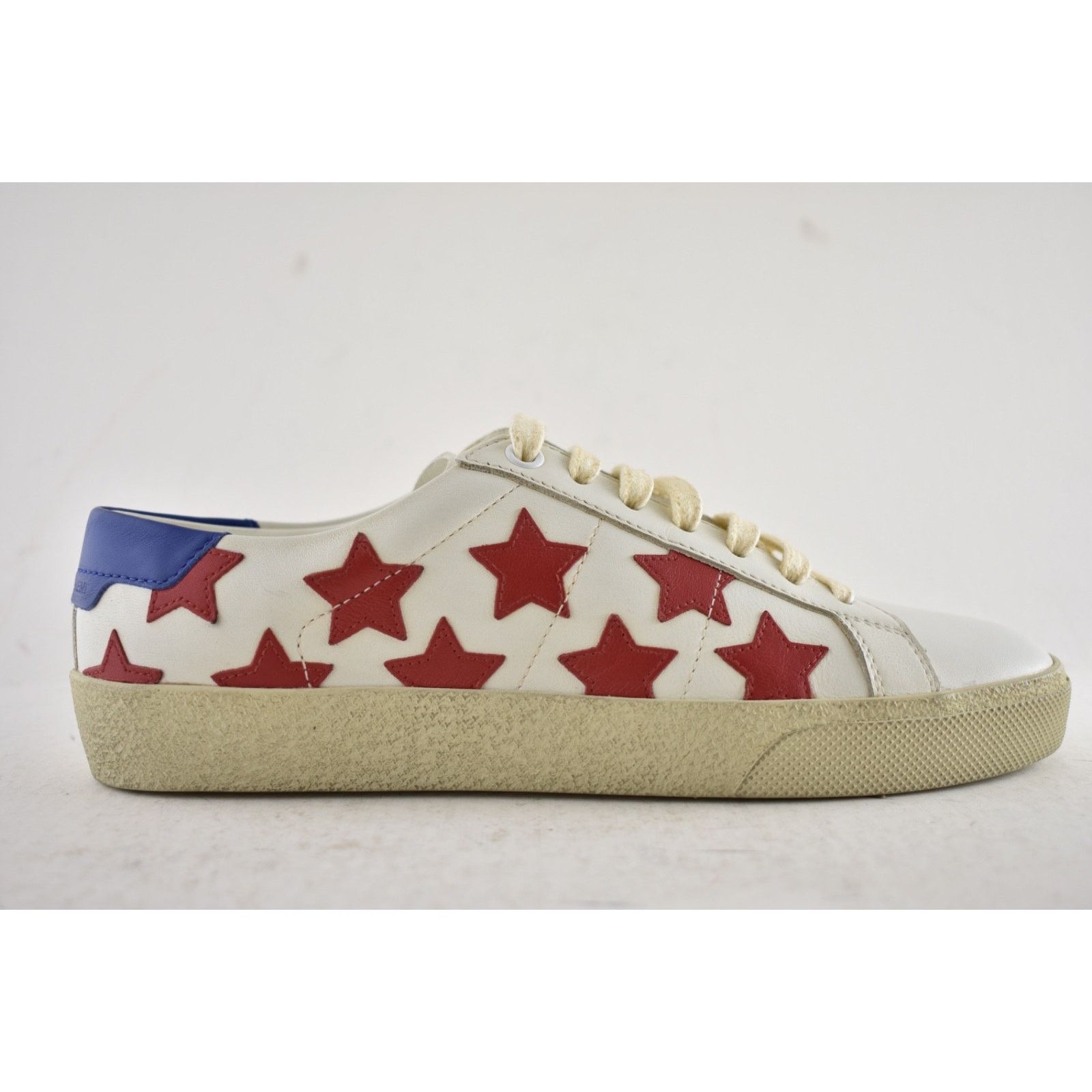 Yves Saint Laurent Court Classic SL Red Star Distressed Flat Low Top Sneaker Size US 6 / IT 36 - 2 Thumbnail