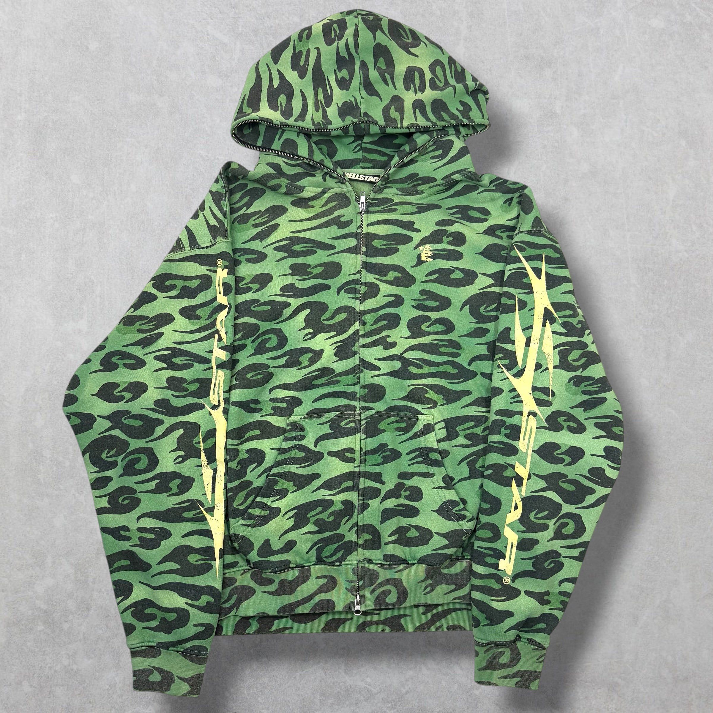HELLSTAR Hellstar Cheetah Full Zip Hoodie Green XL Size US XL / EU 56 / 4 - 1 Thumbnail