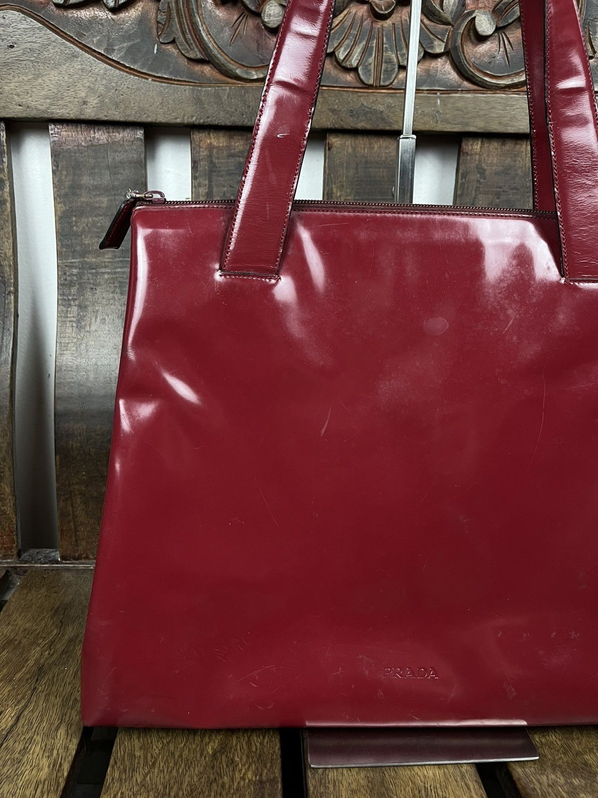 Prada Prada Fall/Winter 1998 Burgundy Patent top handle bag Size ONE SIZE - 3 Thumbnail