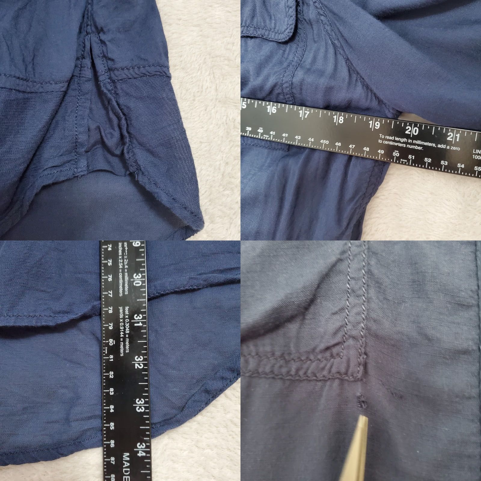 Anthropologie Holding Horses Blouse Shirt Women's M Blue Roll Tab Sleeve Sheer Hem Button Top Size M / US 6-8 / IT 42-44 - 8 Thumbnail
