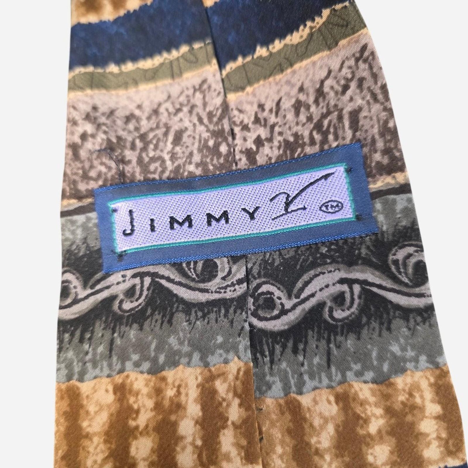 Vintage Vintage Jimmy V Tie 90s Abstract Retro Statement Silk Size ONE SIZE - 3 Thumbnail