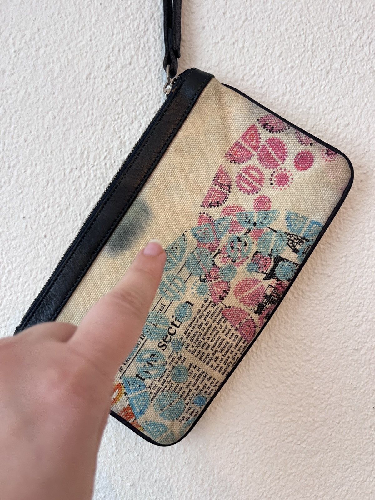 John Galliano Archival John Galliano Gazette Newsprint Wristlet Pouch Size ONE SIZE - 9 Thumbnail