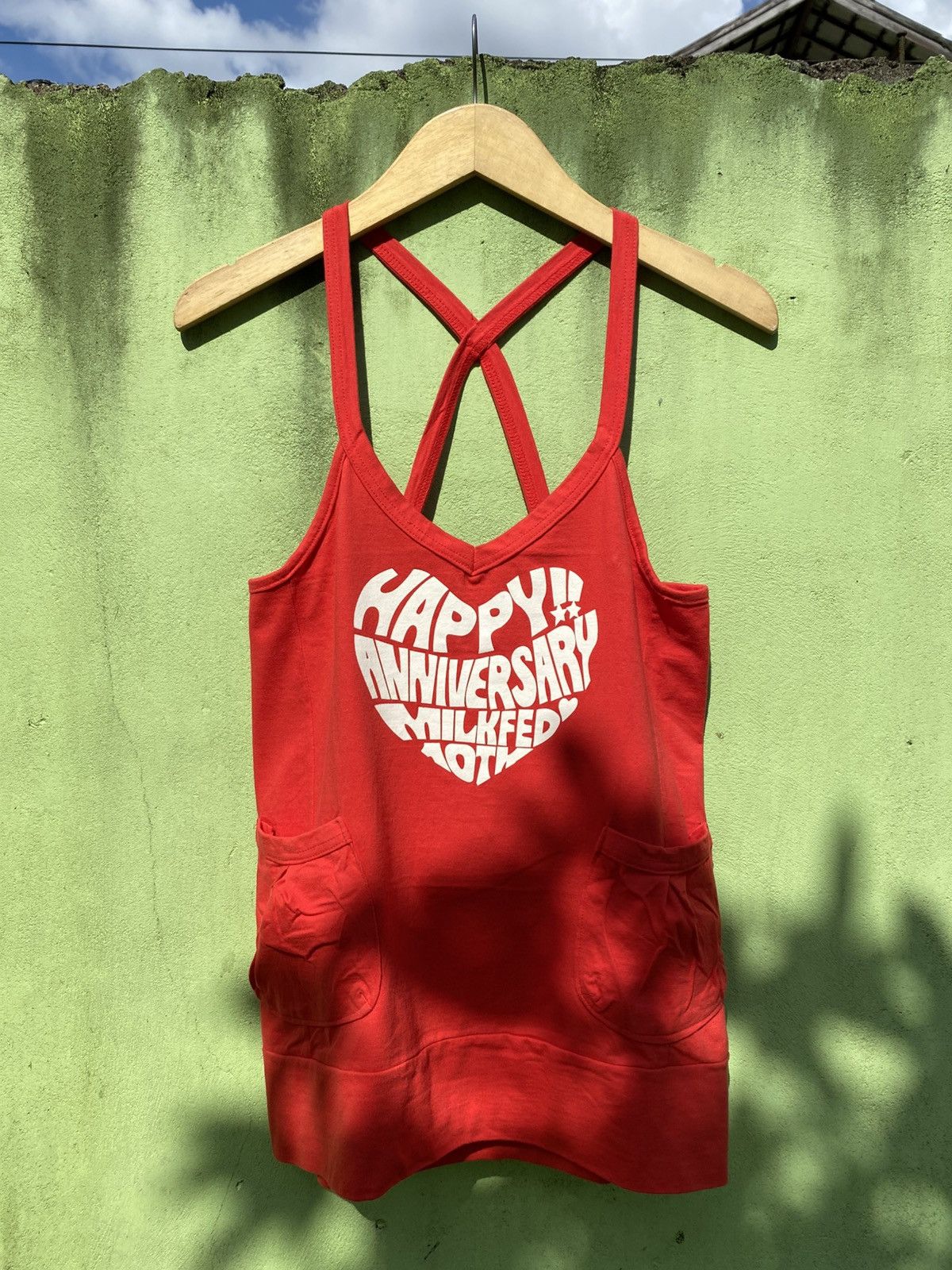 Japanese Brand Y2K Cute Red MILKFED Pocket Tank Dress Sleeveless Top Size ONE SIZE - 1 Thumbnail