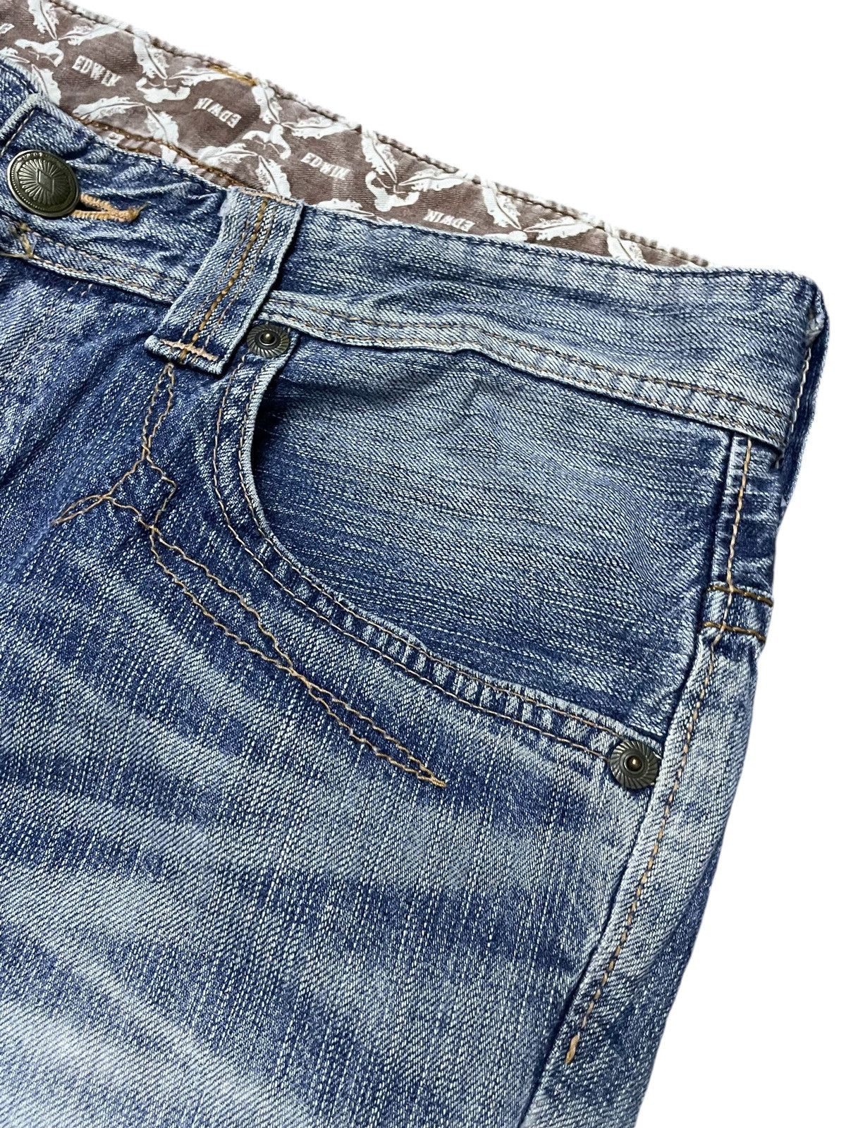 Edwin × If Six Was Nine × Japanese Brand Vintage Edwin XV Western Heavy Stitched Leather Trim Jeans Size US 32 / EU 48 - 9 Thumbnail