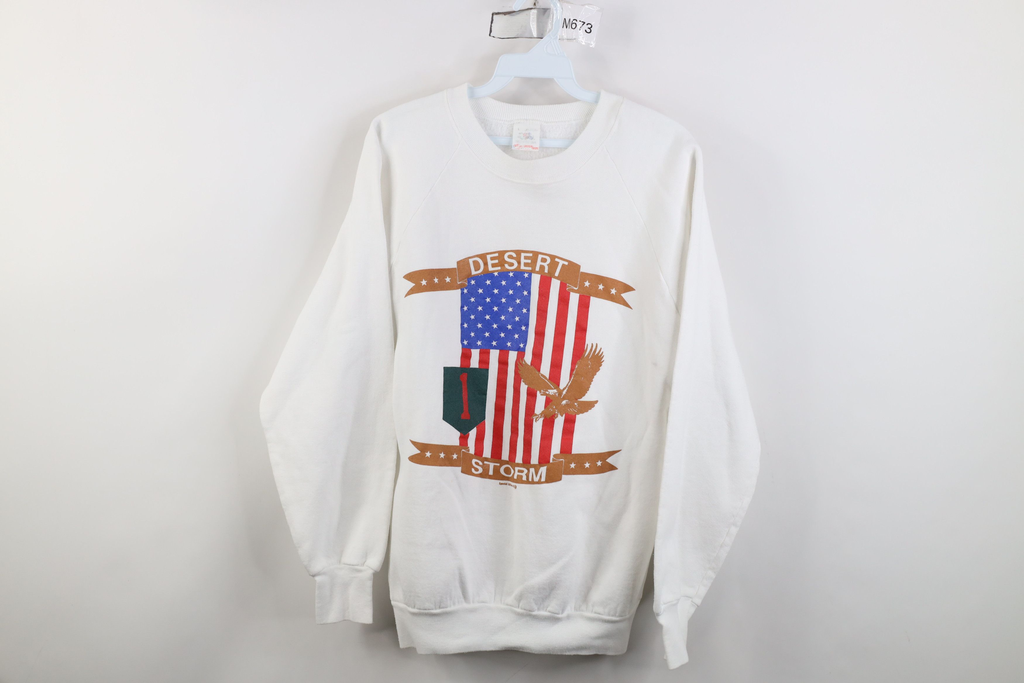 Vintage Vintage 90s Military Support Desert Storm Sweatshirt Size L / US 10 / IT 46 - 1 Thumbnail