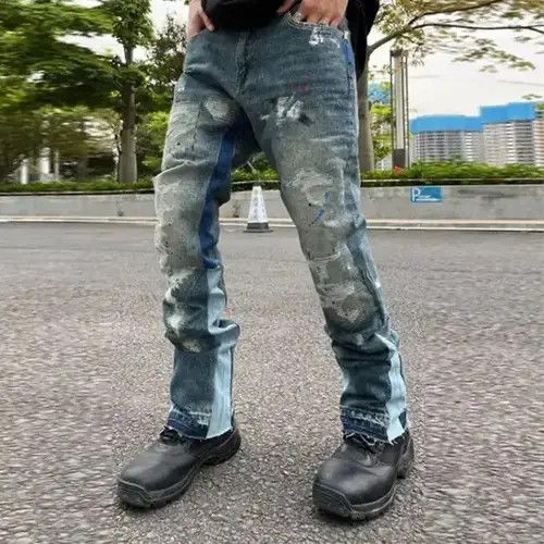 Wall + Water Retro Ink Splash Patchwork Ripped Jean Size US 30 / EU 46 - 1 Thumbnail