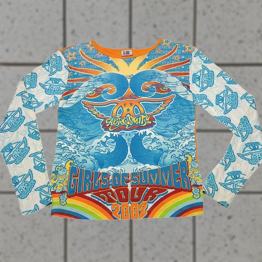 Aerosmith VINTAGE Aerosmith Shirt Small All Over Print Girls of Summer Tour 2002 Women's Size S / US 4 / IT 40 - 1 Thumbnail