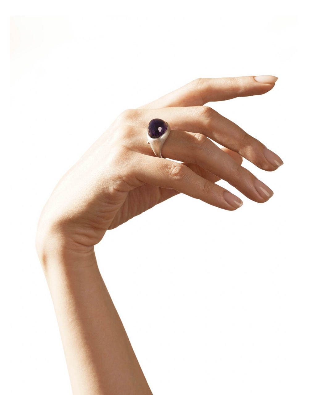 Other KAI / Silver Amethyst Ring - Hand-Cut Cabochon Size ONE SIZE - 2 Thumbnail