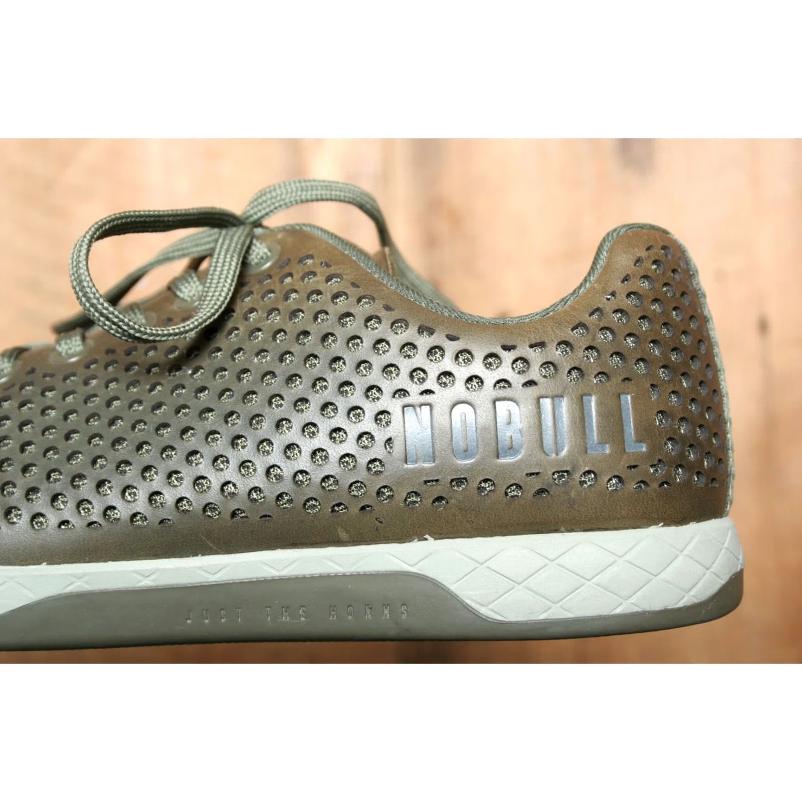 Vintage NOBULL Athletic Sneaker | Leather Upper | Perforated Olive Green | Unisex Adults | Men's 7.5 / Women's 9 | Green | Sneaker Size US 7 / IT 37 - 7 Thumbnail