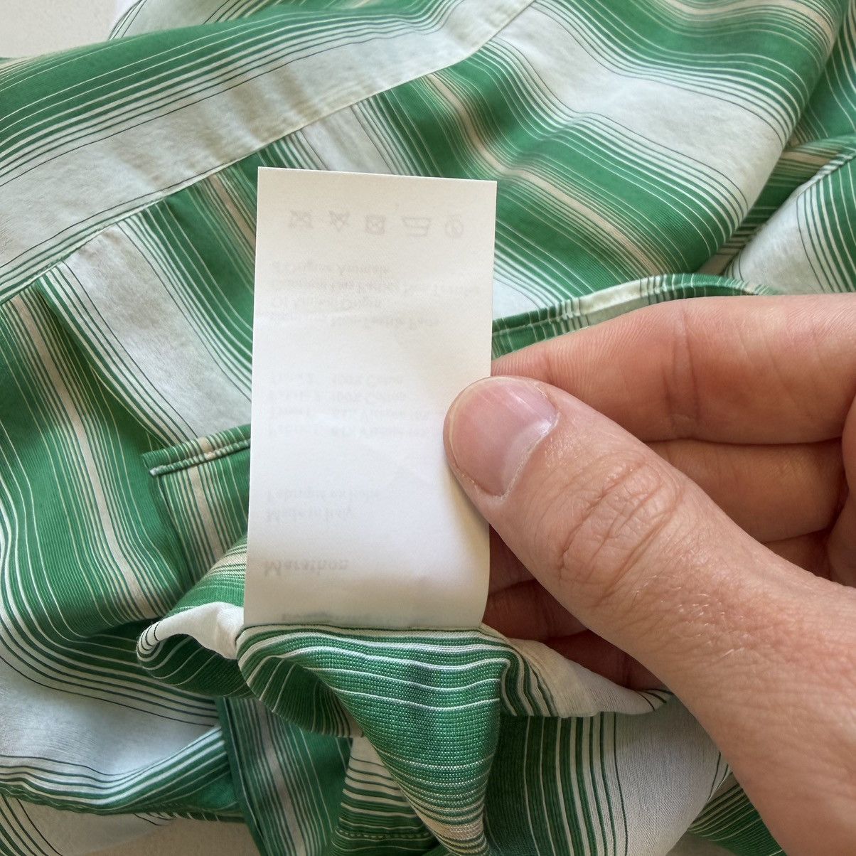 Wales Bonner ‘Cadence’ Green And Ivory Striped Shirt Size US M / EU 48-50 / 2 - 13 Thumbnail