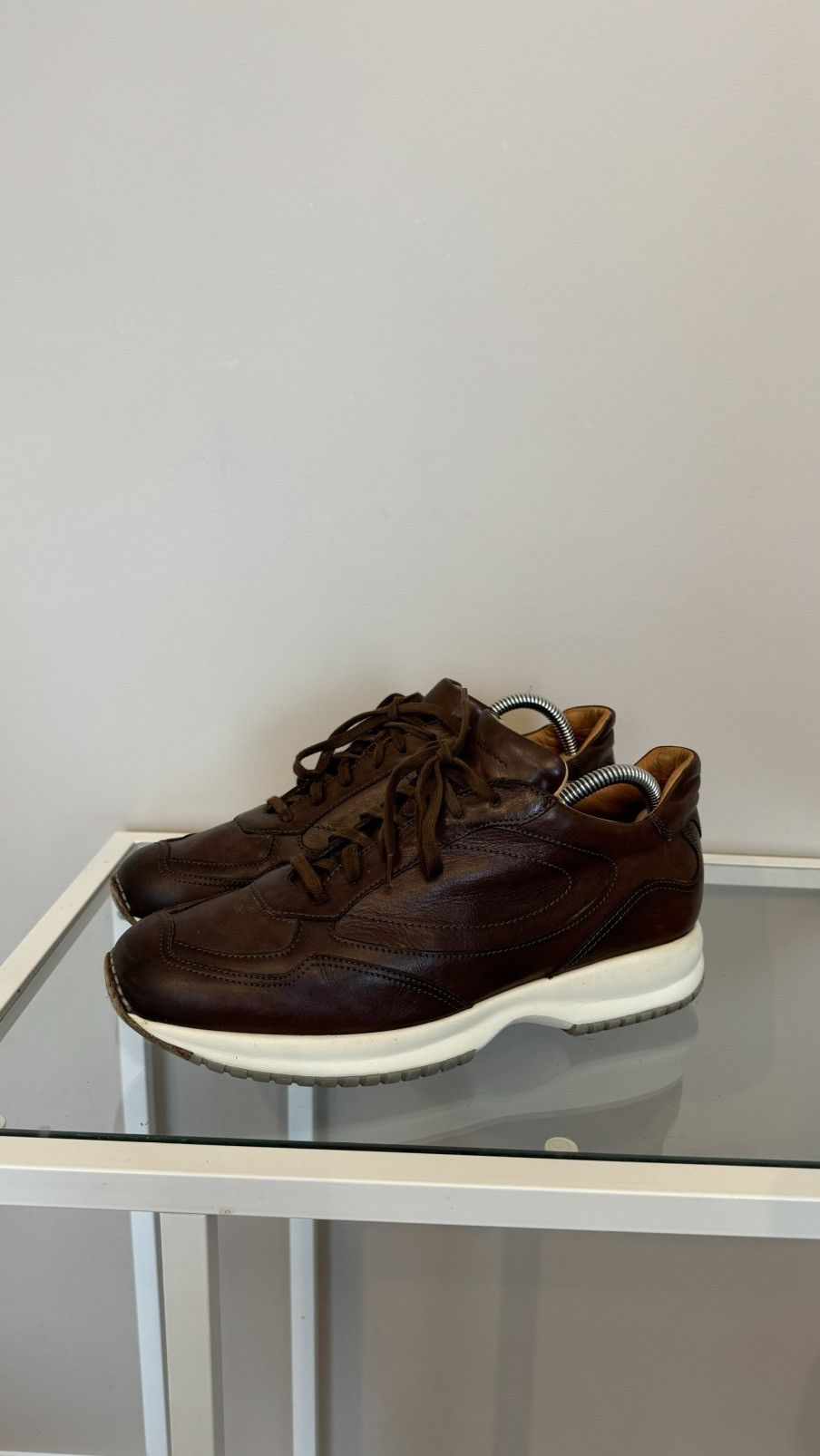 Santoni Santoni Brown leather sneakers lace up made in Italy rare Size US 9.5 / EU 42-43 - 1 Thumbnail