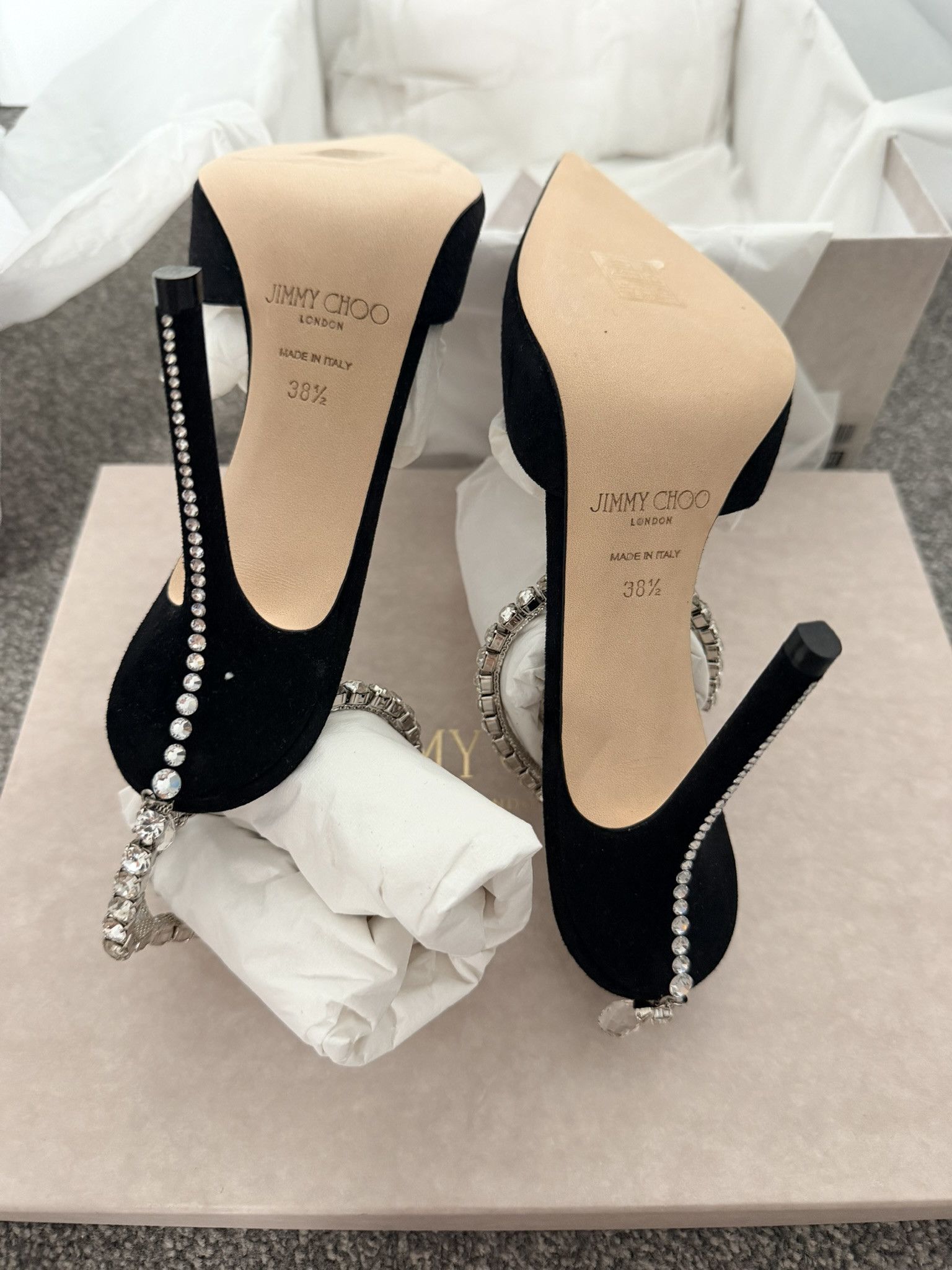 Jimmy Choo JIMMY CHOO Saeda 100 Black Suede New & Authentic Size US 8.5 / IT 38.5 - 7 Thumbnail