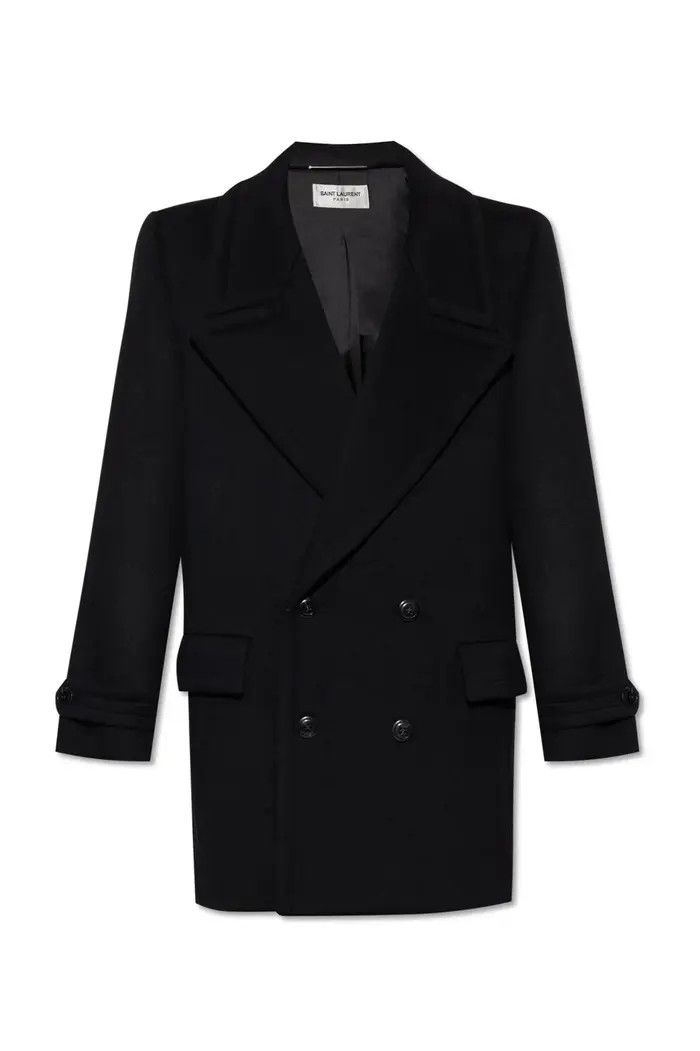 Saint Laurent Paris o1bcso1str1124 Peacoat In Wool in Black Size US L / EU 52-54 / 3 - 1 Thumbnail